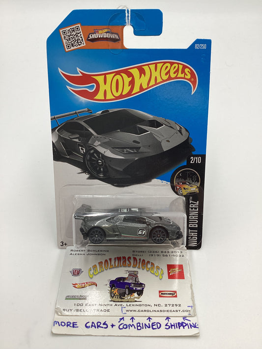 2016 Hot Wheels #82 Lamborghini Huracan LP 620-2 Super Trofeo Gray Intl. Card 101G