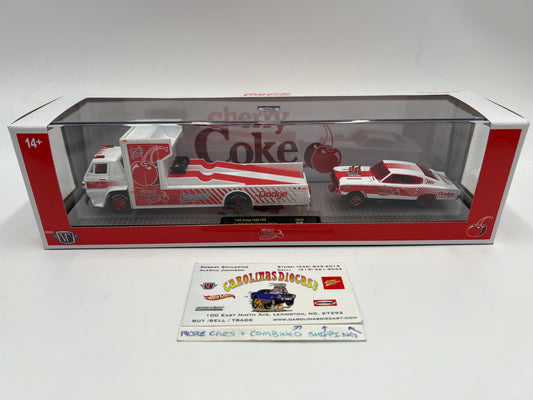 2025 M2 Machines Auto Haulers Coca Cola CHASE 1966 Dodge L600 COE & 1966 Dodge Charger Gasser TW36