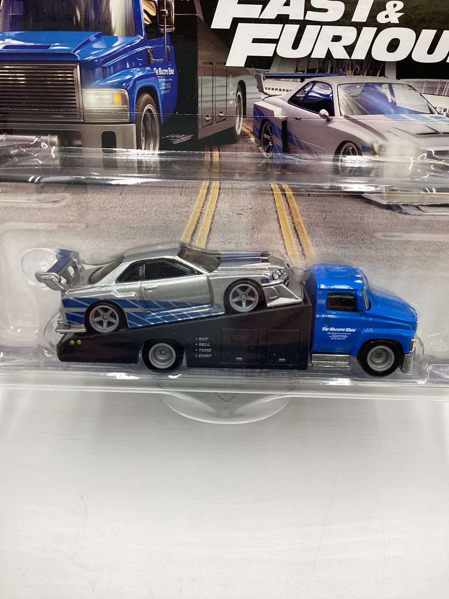 Hot Wheels Team Transport Fast and Furious LB-ER34 Super Silhouette Nissan Skyline Carry On Blue with Protector