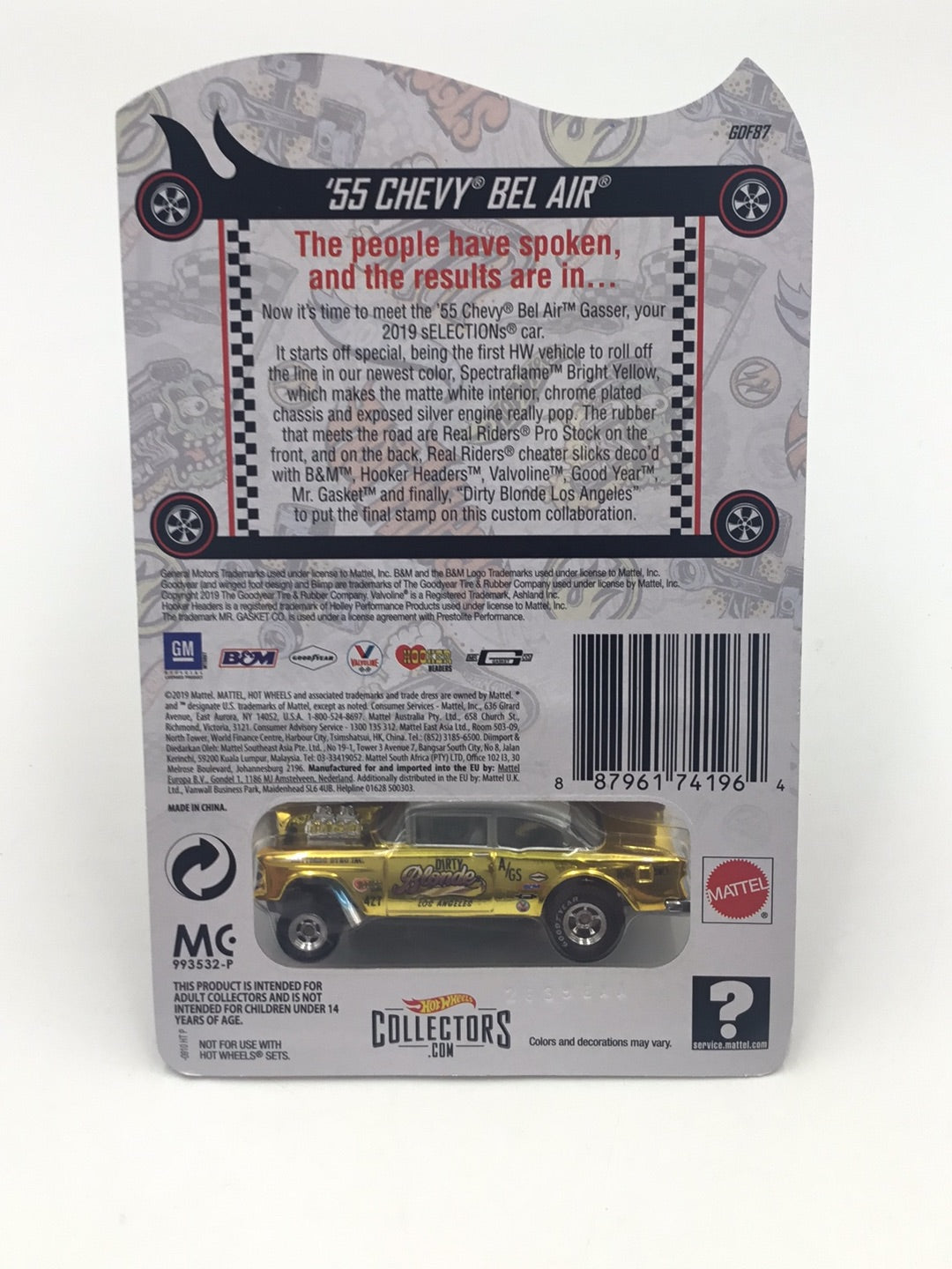 Hot wheels 2019 Selections Series redline club 55 Chevy Bel Air Gasser with protector