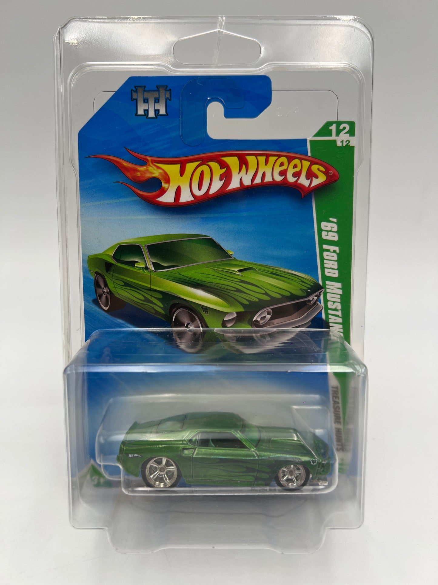 2010 Hot Wheels Super Treasure Hunt #56 69 Ford Mustang Green W/Protector