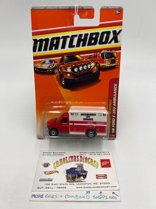 Matchbox Emergency Response #54 08 Ford E-350 Ambulance Red/White 216J