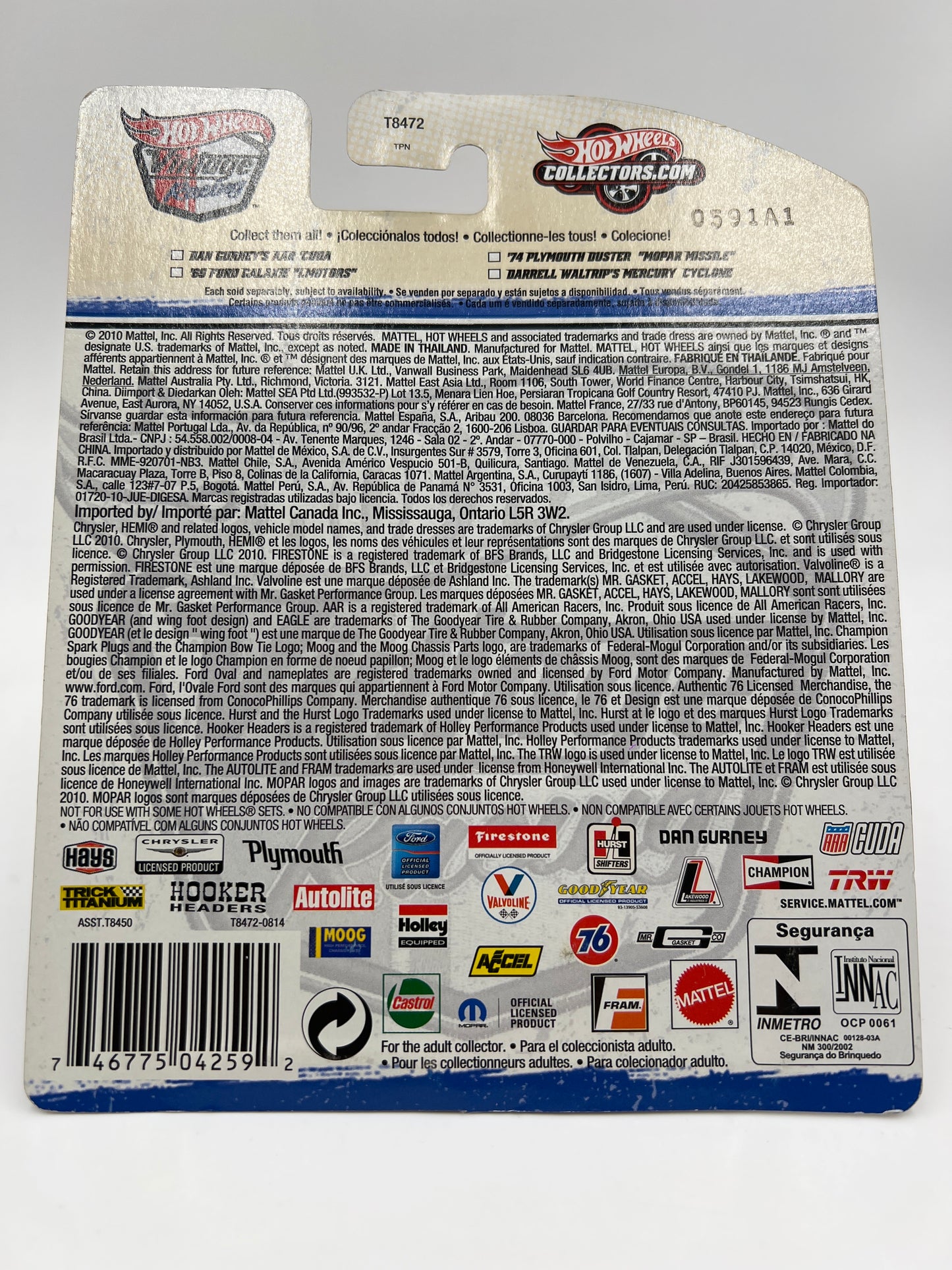 Hot Wheels Premium Vintage Racing #13 Darrell Waltrips Mercury Cyclone Brown W/Protector