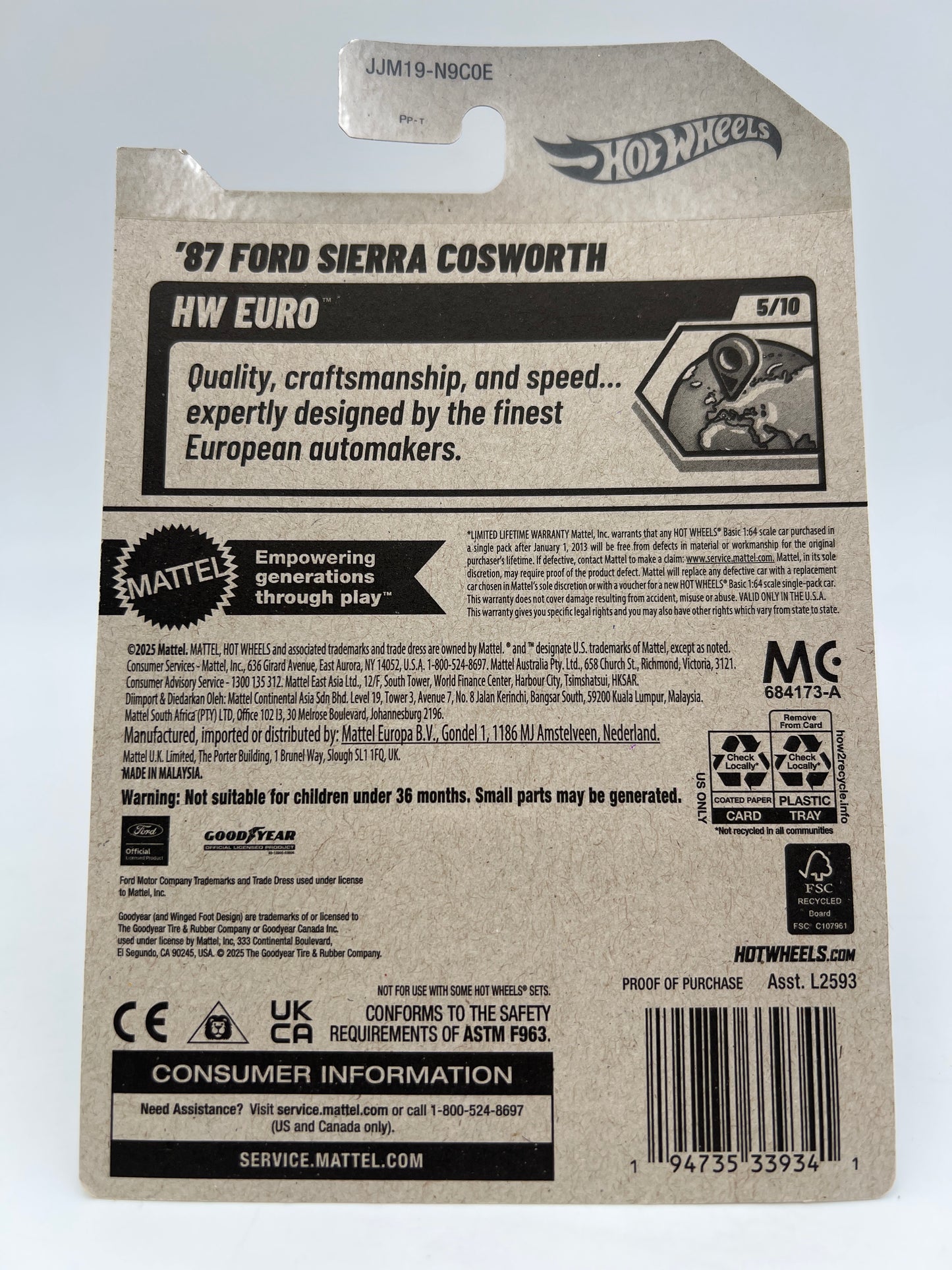 2026 Hot Wheels Super Treasure Hunt #116 87 Ford Sierra Cosworth Pink W/Protector