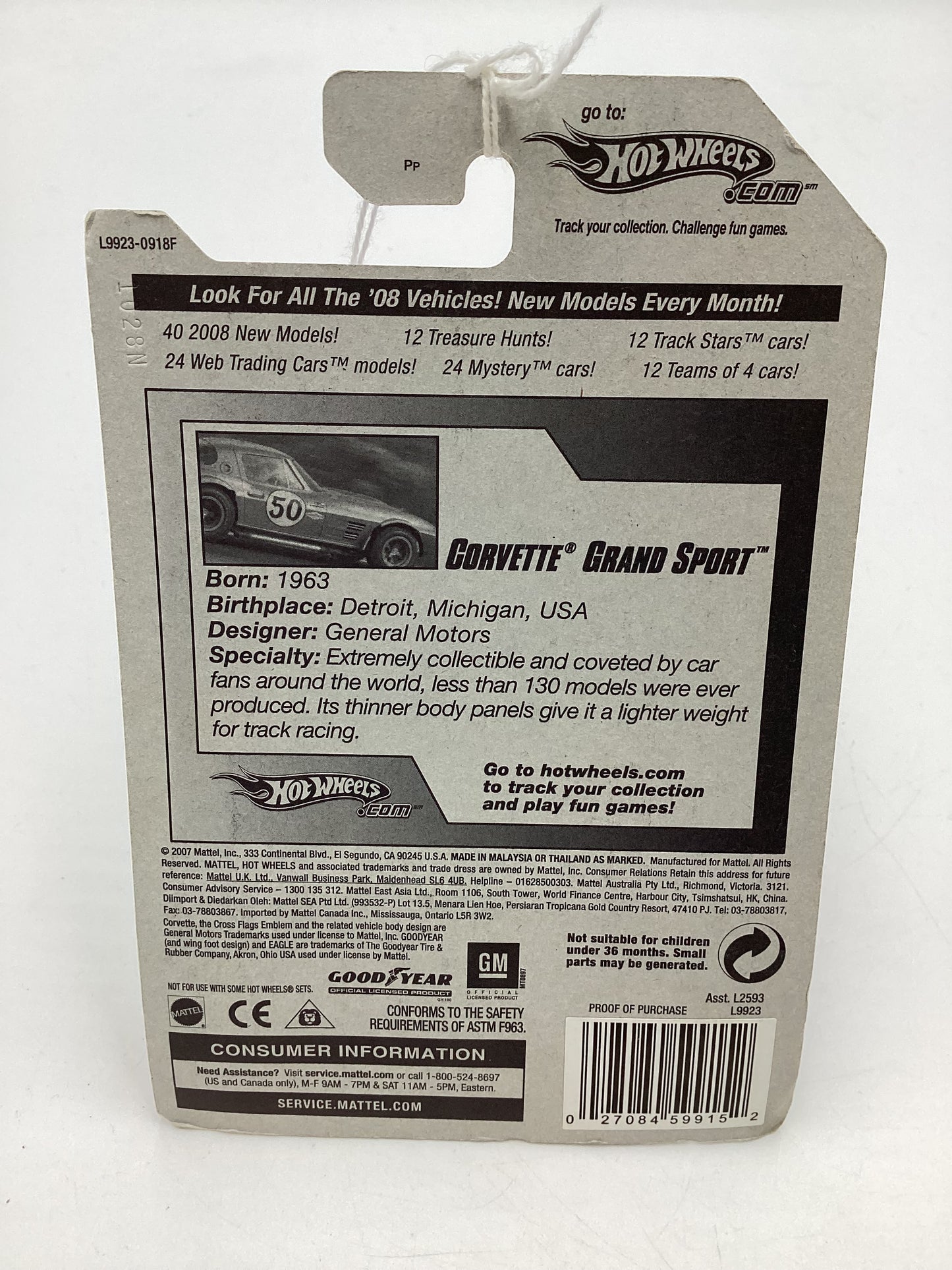 2008 Hot Wheels New Models #8 Corvette Grand Sport Black 1A