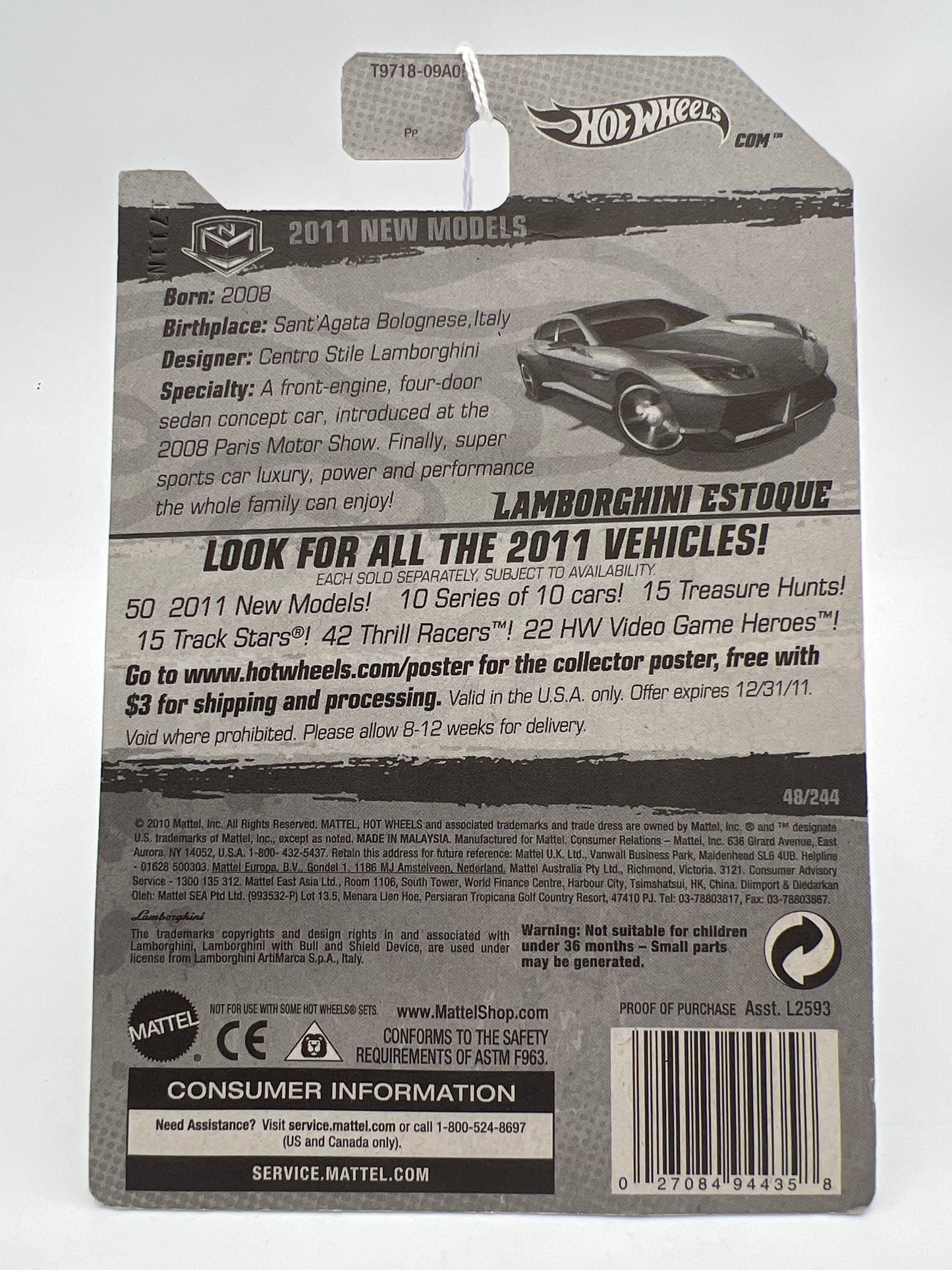 2011 Hot Wheels New Models #48 Lamborghini Estoque Gray 101A