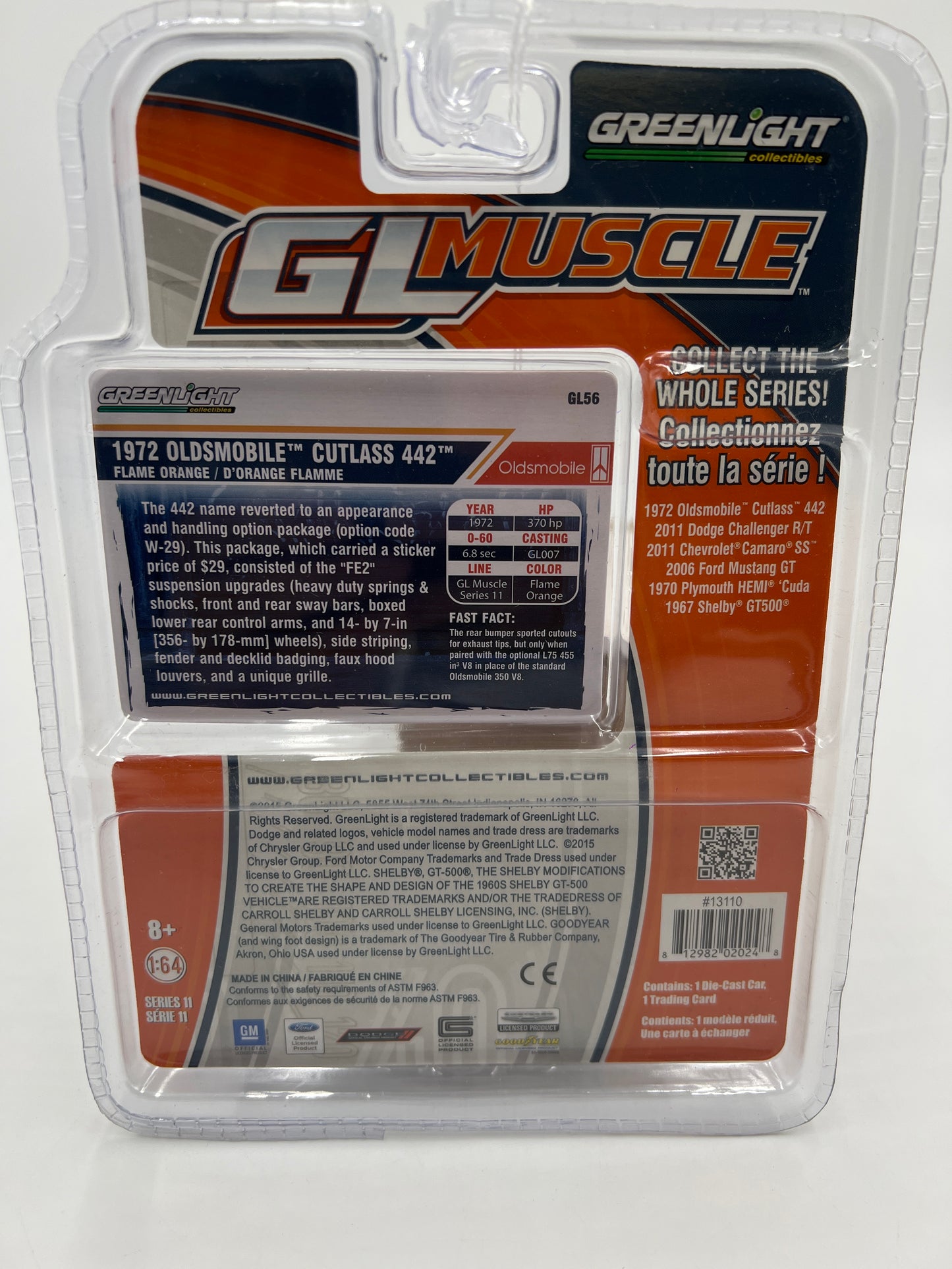 Greenlight GL Muscle Series 11 1972 Oldsmobile Cutlass 442 Orange 178G