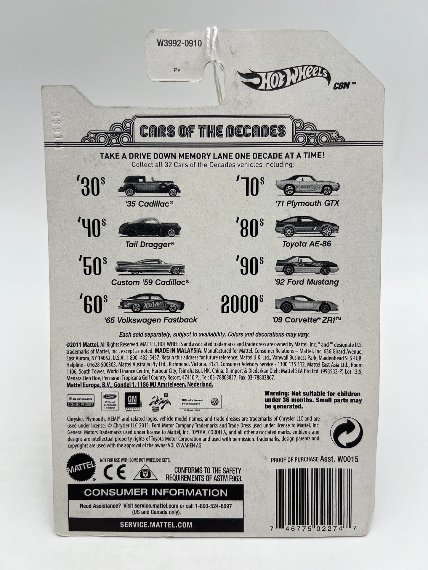 Hot Wheels Cars of the Decades The 60s #14 65 Volkswagen Fastback Purple