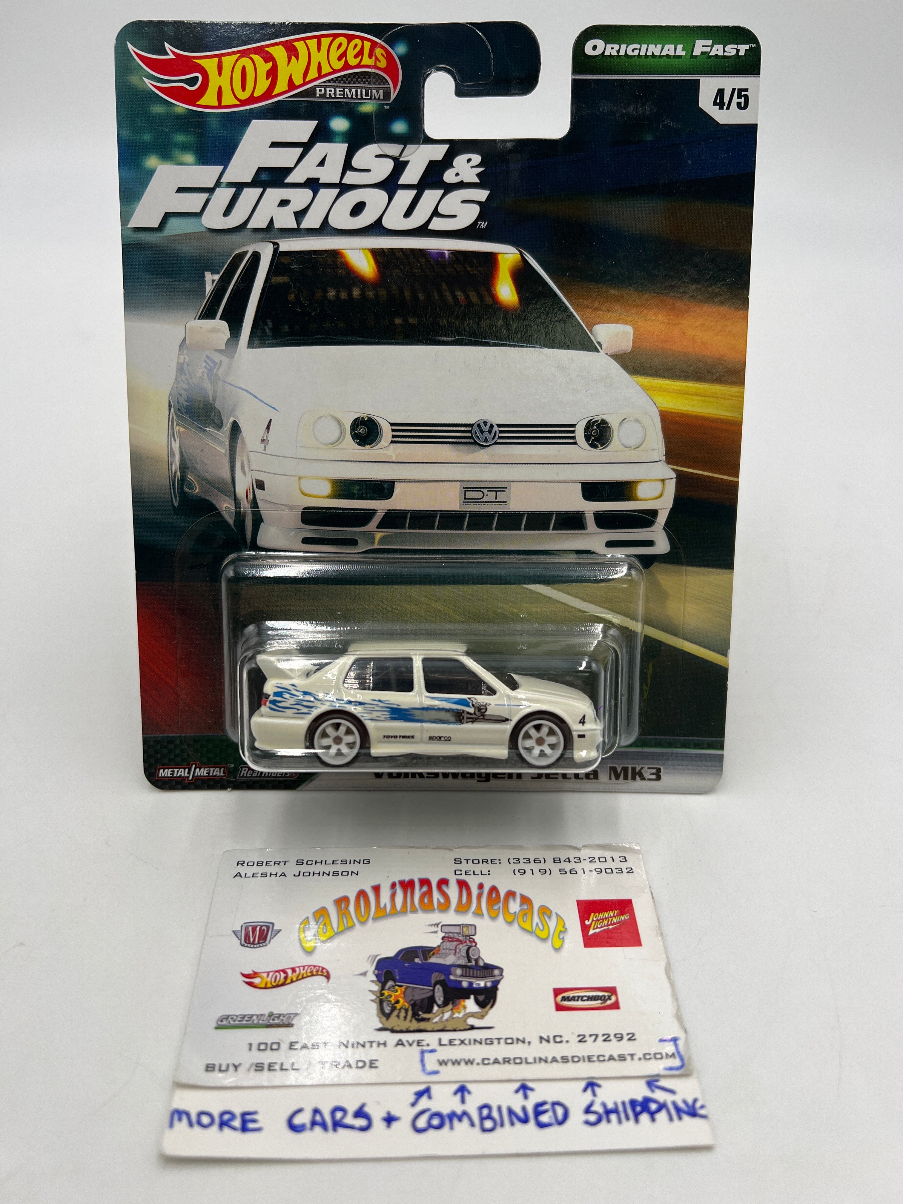 HOT WHEELS PREMIUM FAST & FURIOUS 4/5 VOLKSWAGEN JETTA MK3 WHITE 2017 good