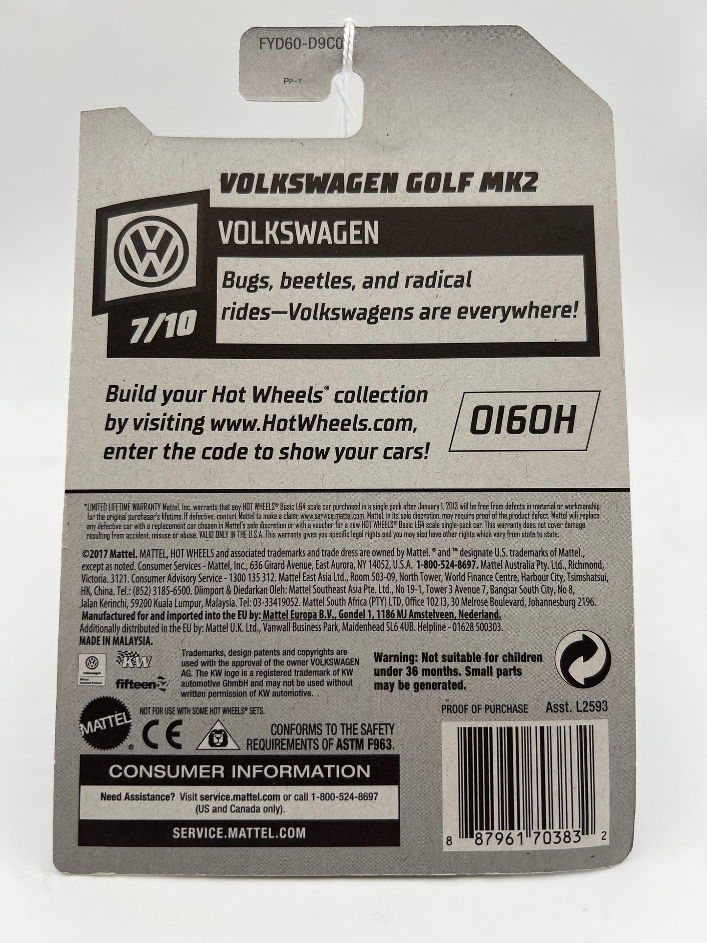 2019 Hot Wheels Volkswagen #68 Volkswagen Golf MK2 Teal 97E
