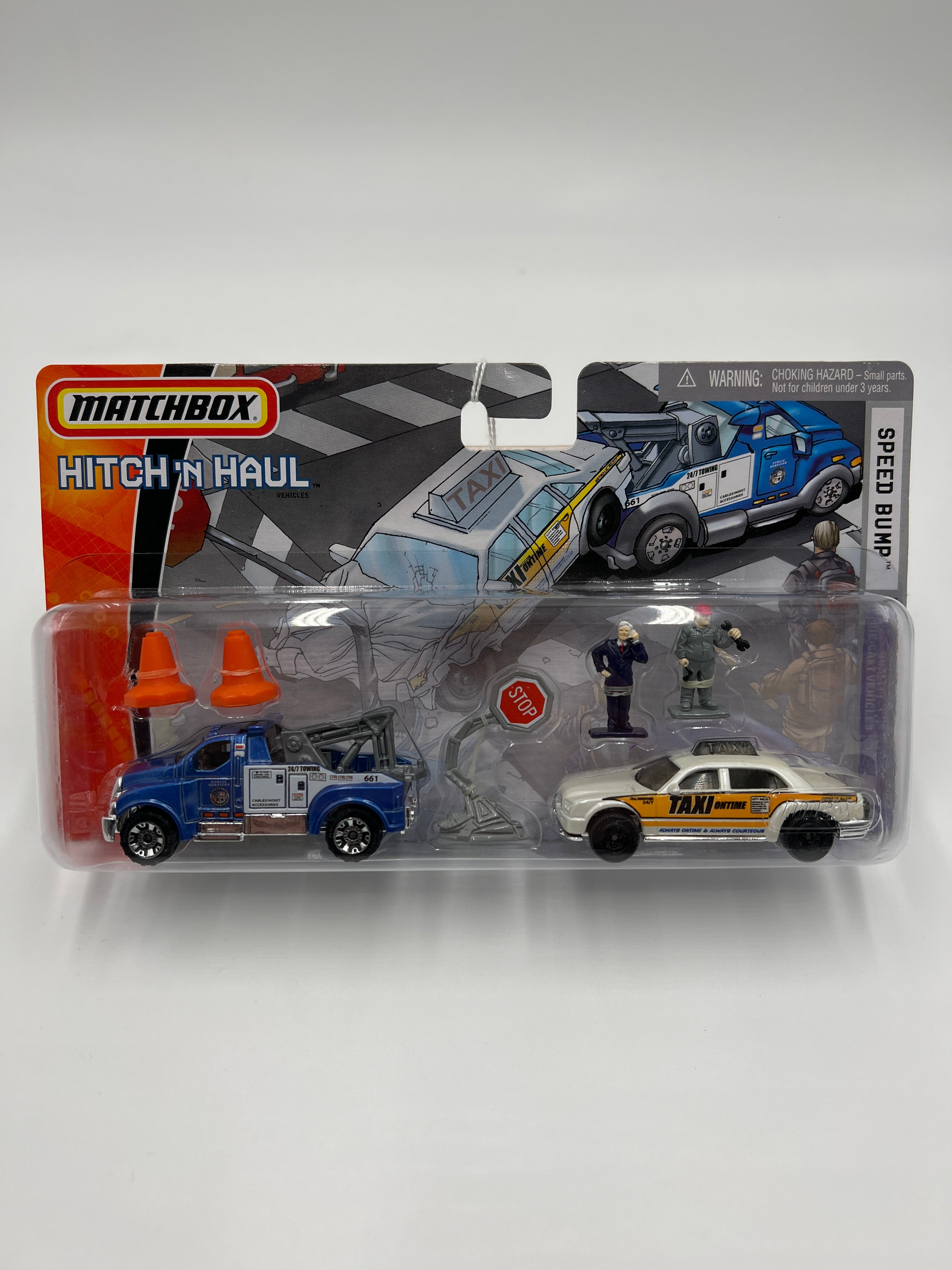 Matchbox Hitch N Haul Speed Bump Tow Truck & Taxi Cab