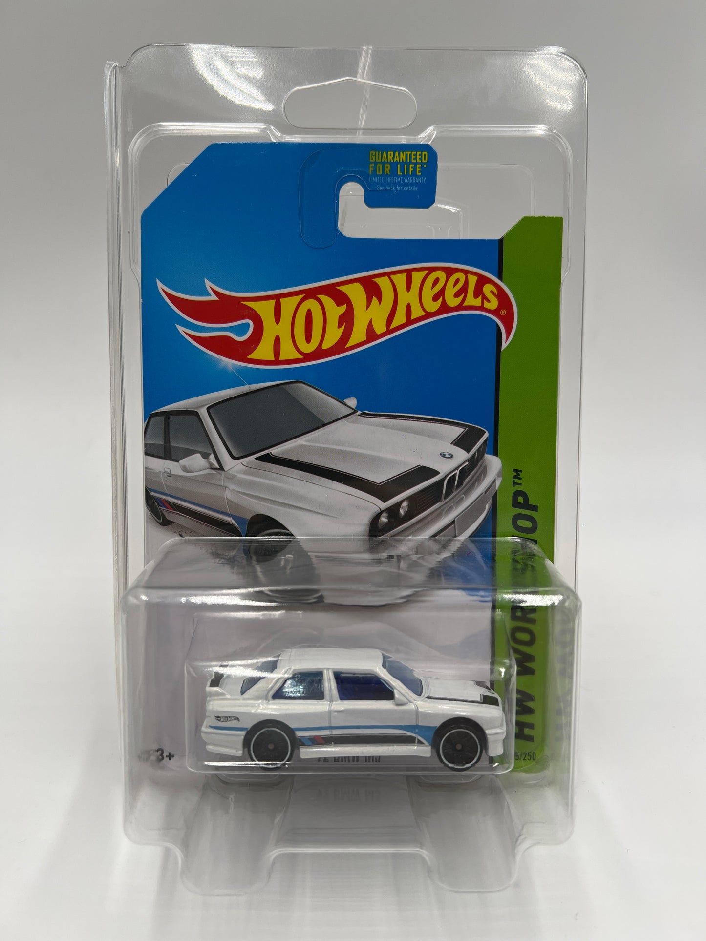 2014 Hot Wheels Workshop #195 92 BMW M3 White W/Protector