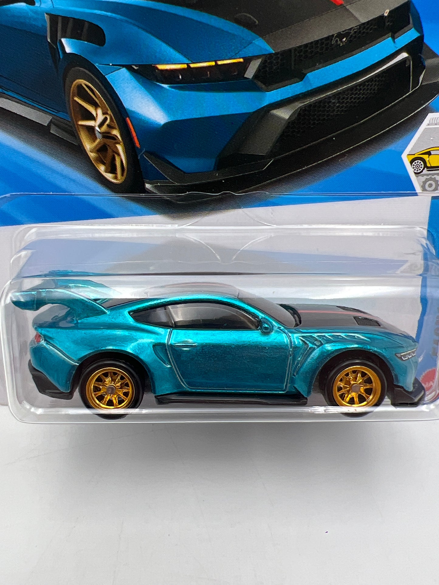 2026 Hot Wheels Super Treasure Hunt #43 Ford Mustang GTD Blue W/Protector Cracked Blister