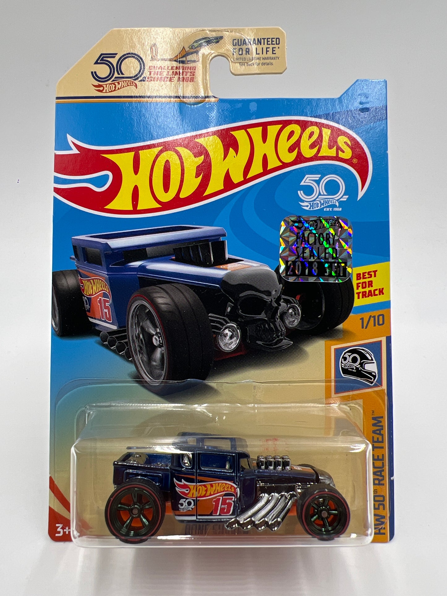 2018 Hot Wheels Factory Sealed Super Treasure Hunt Bone Shaker Blue Ultimate Chase W/Protector