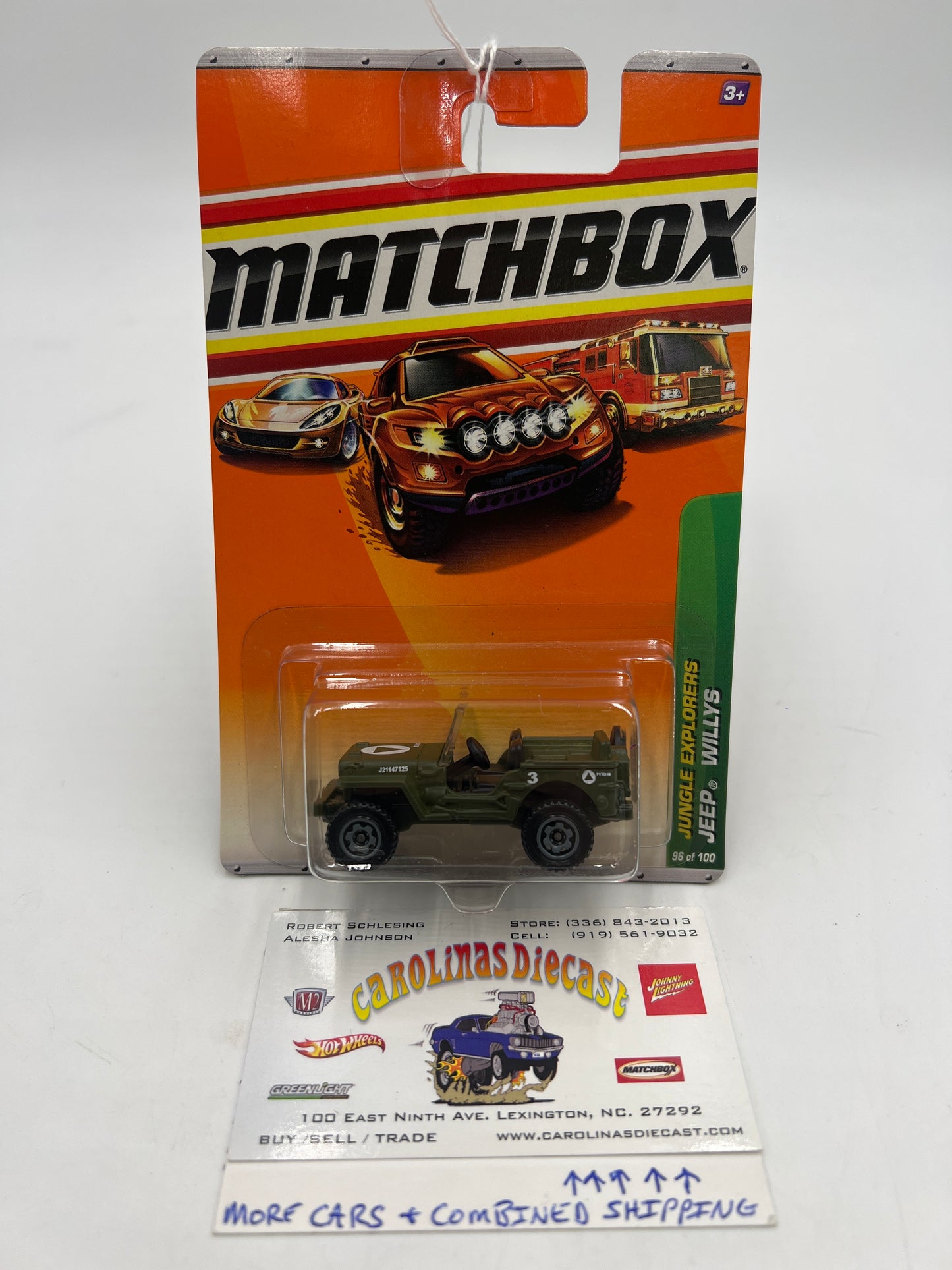 Matchbox 2010 Jungle Explorers Jeep Willys Green #96 43H