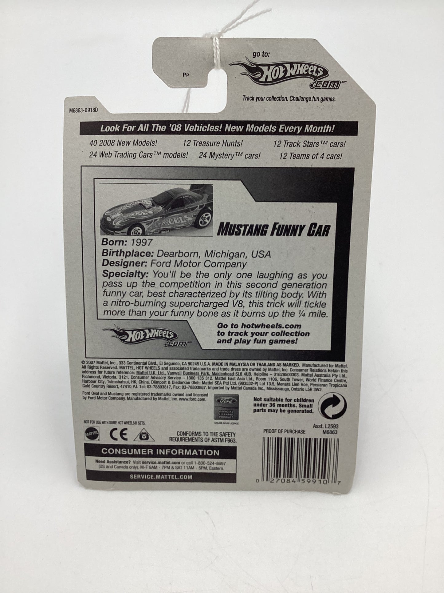 2008 Hot Wheels HW Team: Drag Racing #157 Mustang Funny Car Matte Black Has Casting Error See Details 239H