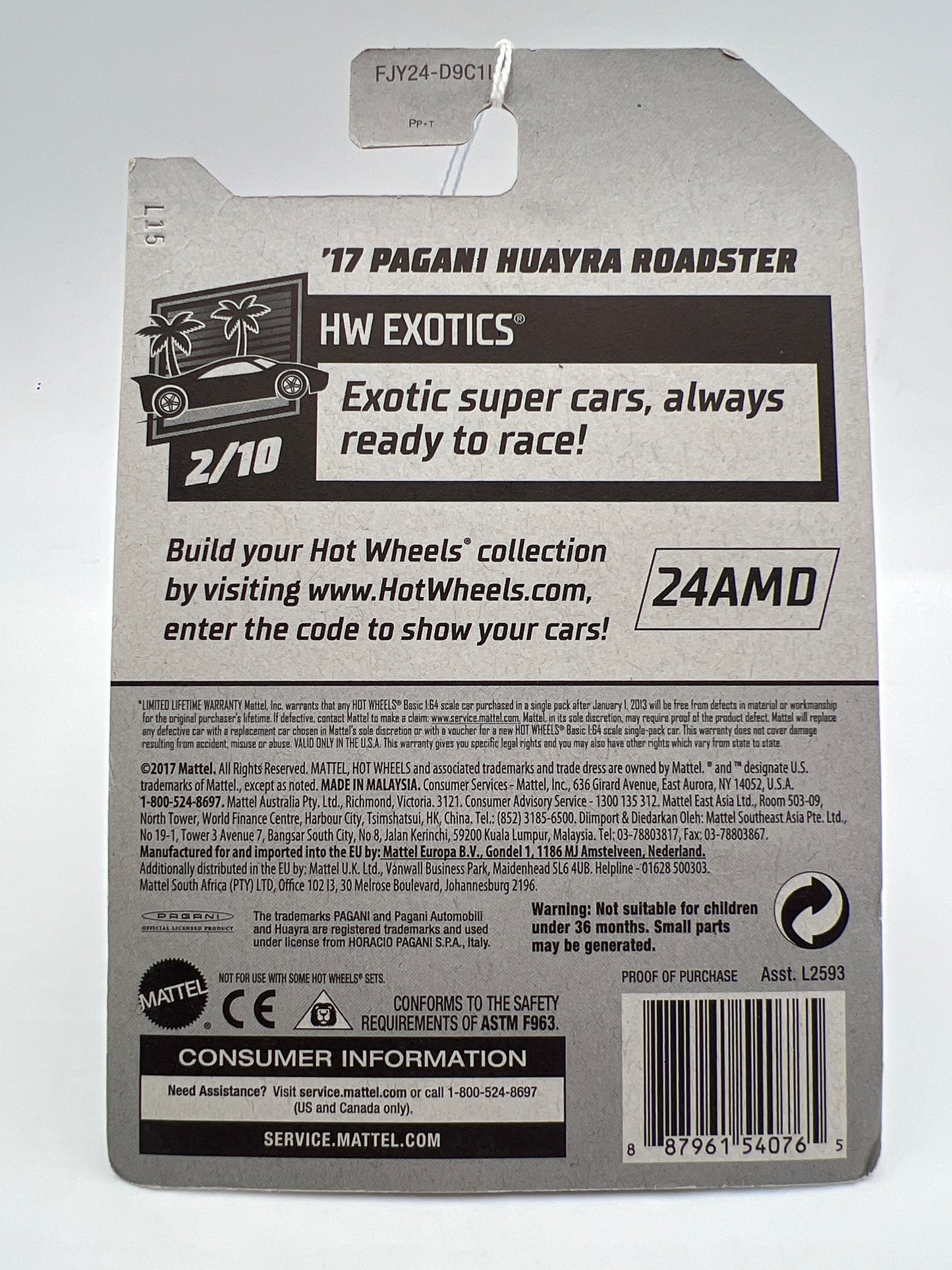 2018 Hot Wheels Exotics #243 17 Pagani Huayra Roadster Red