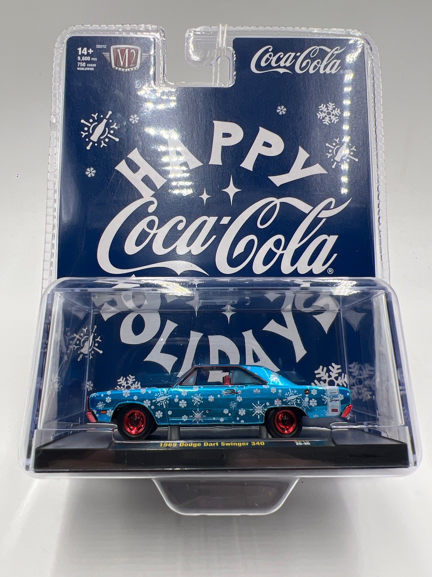 2025 M2 Machines Coca Cola Holidays CHASE 1969 Dodge Dart Swinger 340 Blue SK10