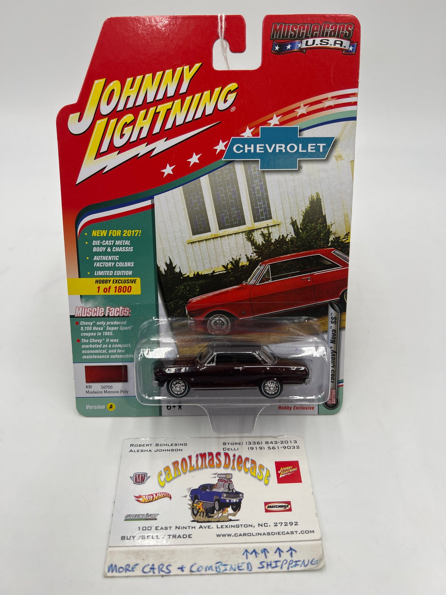 Johnny Lightning Muscle Cars U.S.A 1965 Chevy Nova SS Maroon 219G