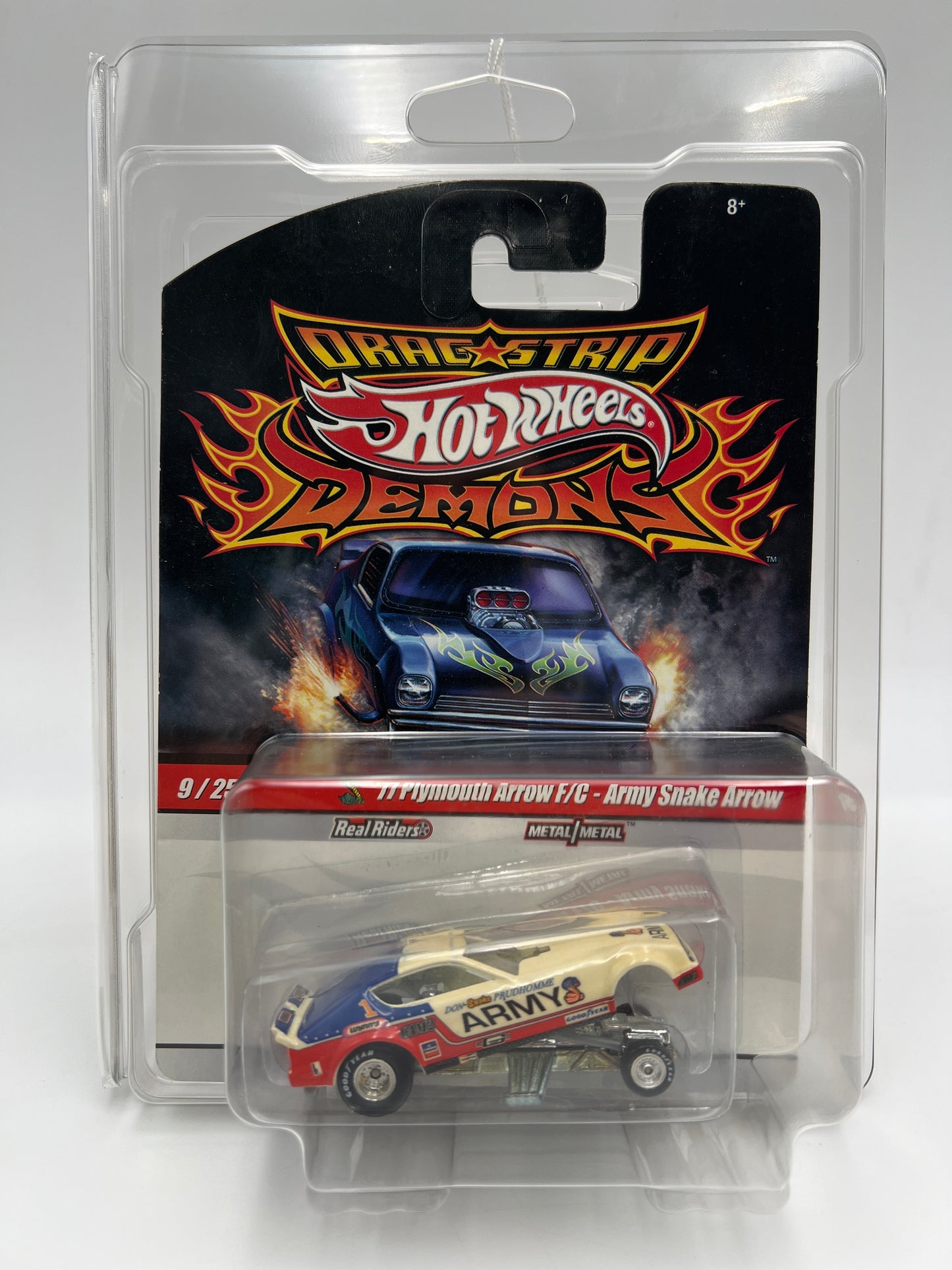 Hot Wheels Drag Strip Demons #9 77 Plymouth Arrow F/C Army Snake Arrow W/Protector