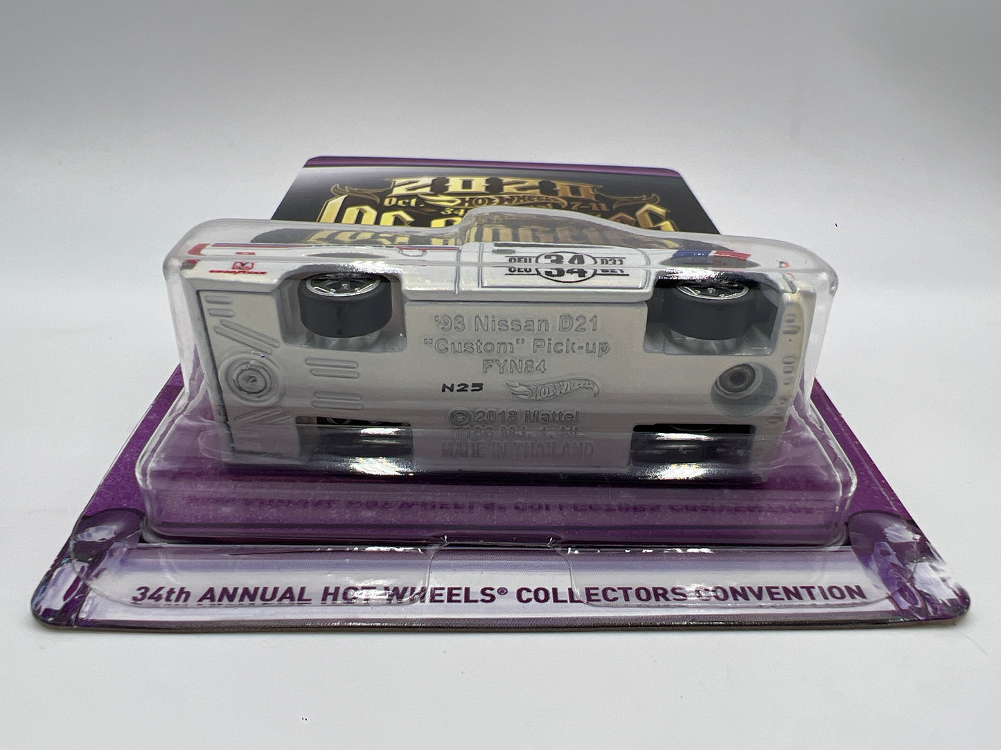 2020 Hot Wheels 34th Annual Collectors Convention #1155/6700 93 Nissan D21 Hard Body Custom White W/Protector