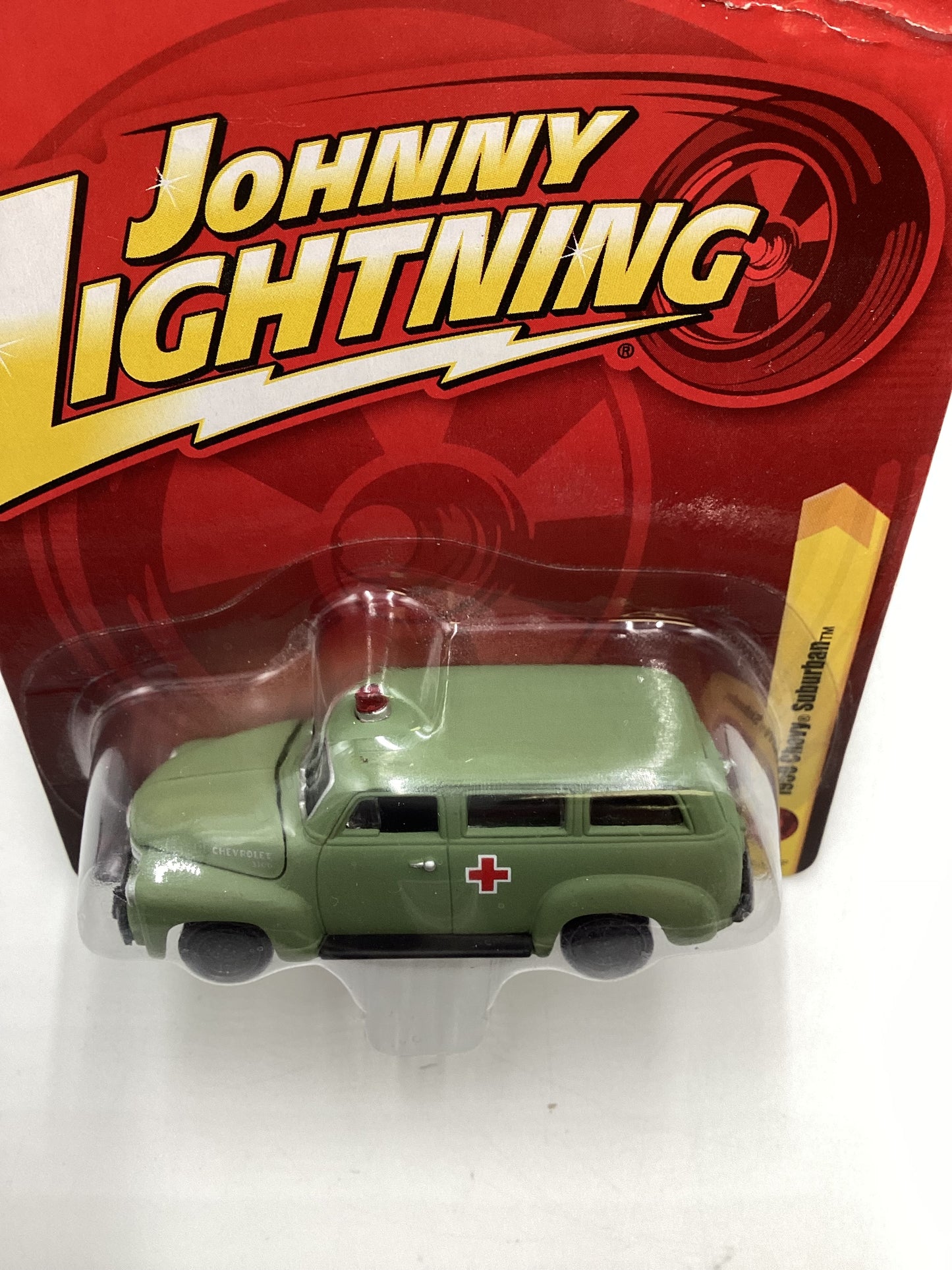 Johnny lightning Tomy #20 Chevy 1950 Chevy Suburban Army Green Vein Top Right 227H