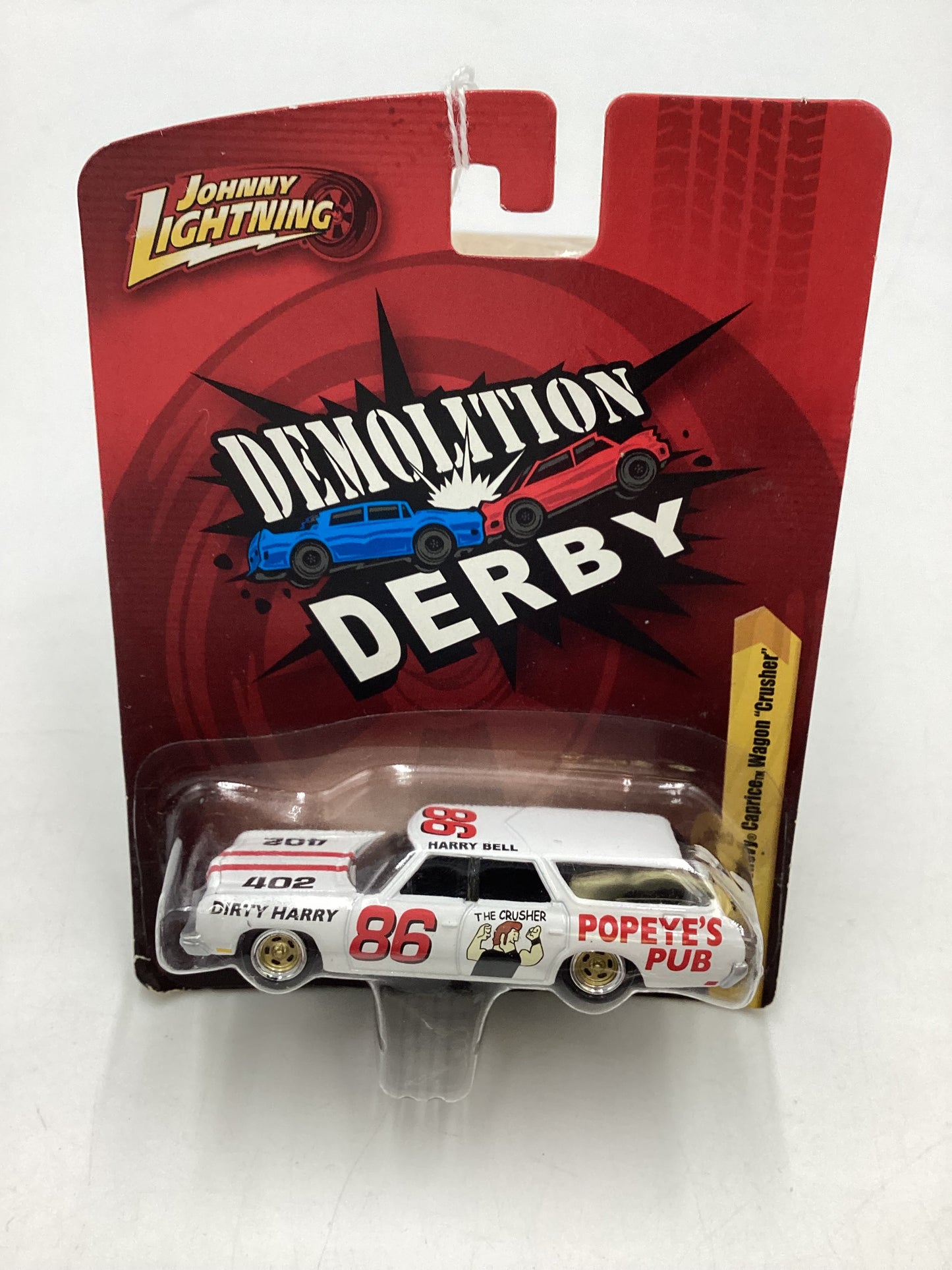 Johnny Lightning Demolition Derby #15 1973 Chevy Caprice Wagon Crusher White