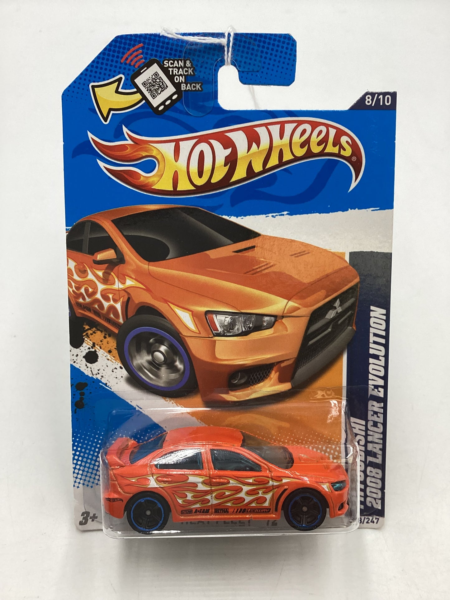 2012 Hot Wheels #158 Orange Mitsubishi 2008 Lancer Evolution 92D