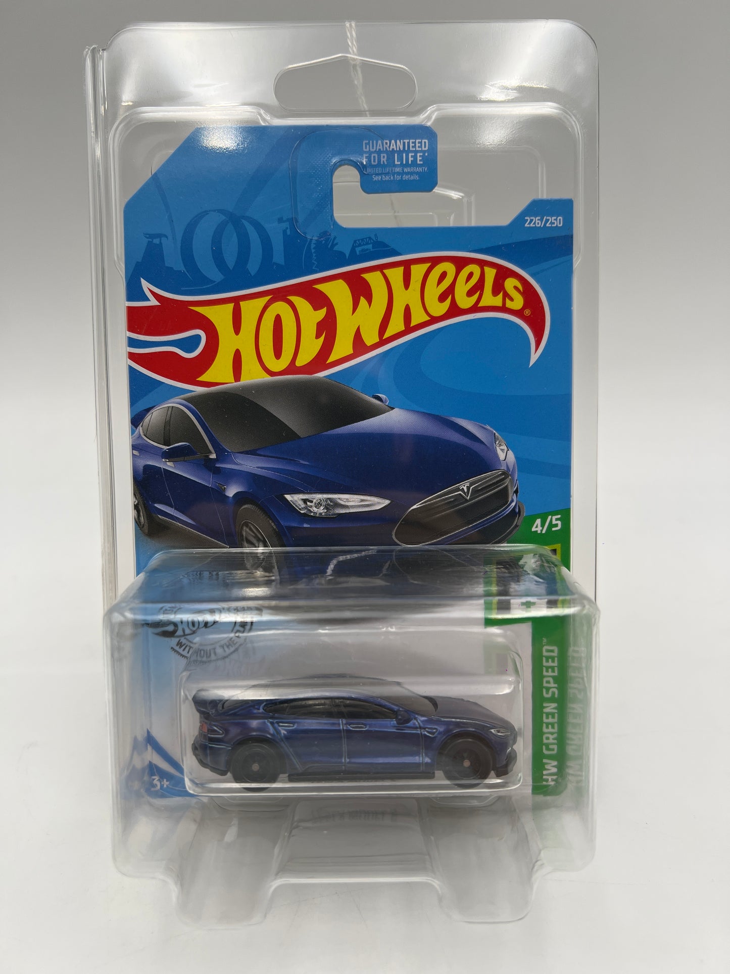 2019 Hot Wheels Super Treasure Hunt #226 Tesla Model S Blue W/Protector