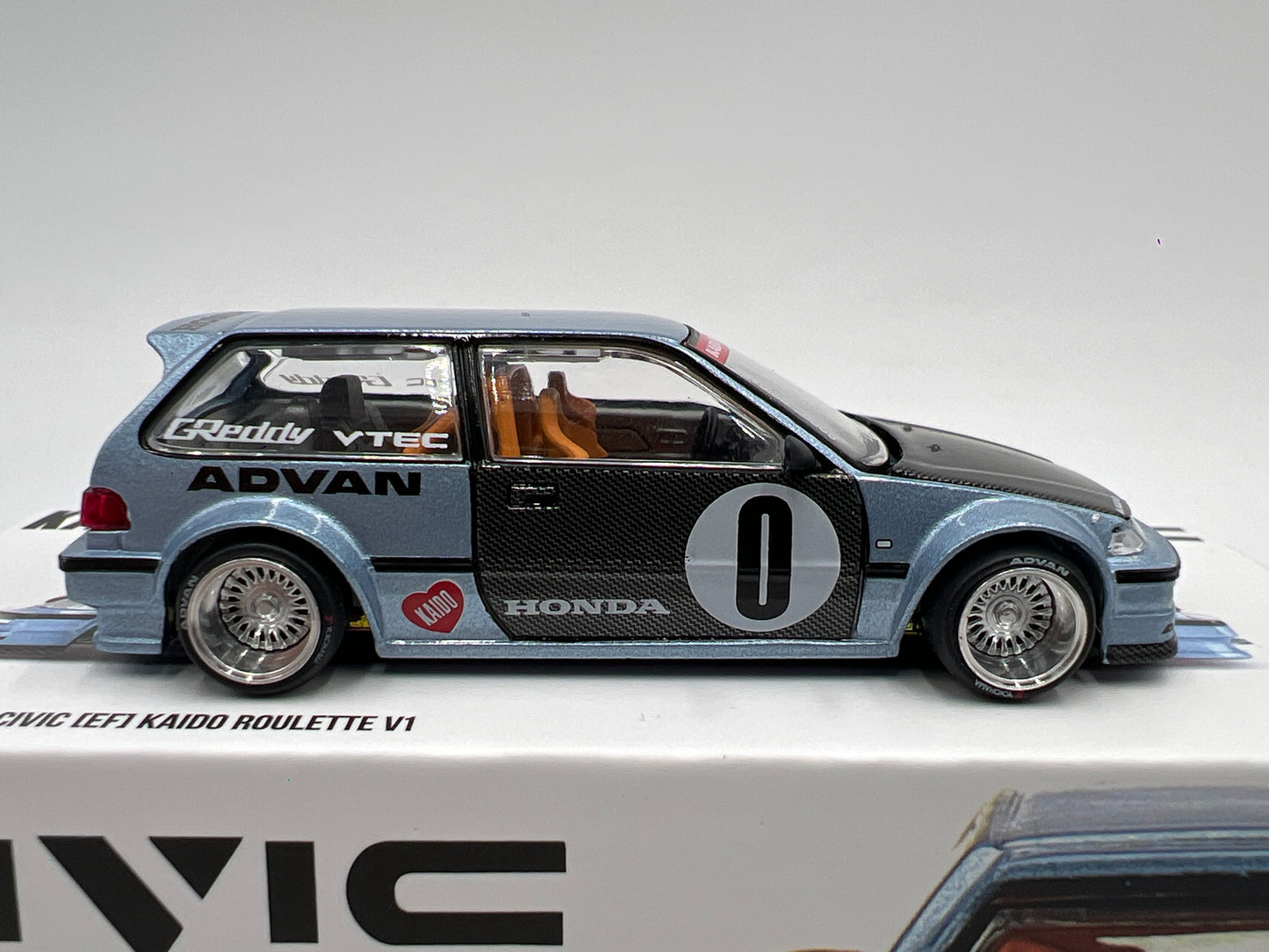 Mini GT Kaido House #179 Honda Civic EF Kaido Roulette V1 Light Blue