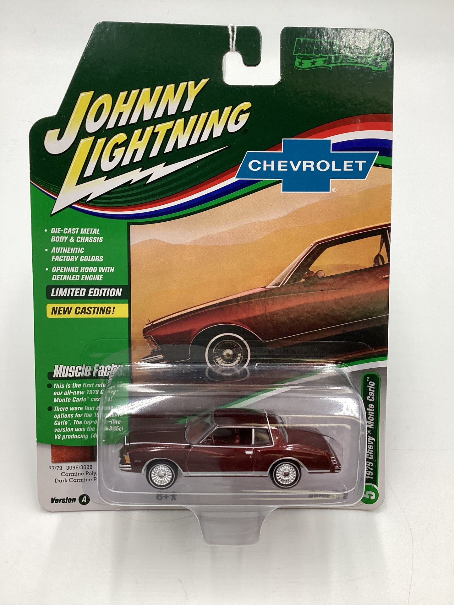 Johnny Lightning Muscle Cars U.S.A. Release 2 Version A 1979 Chevy Monte Carlo Dark Red