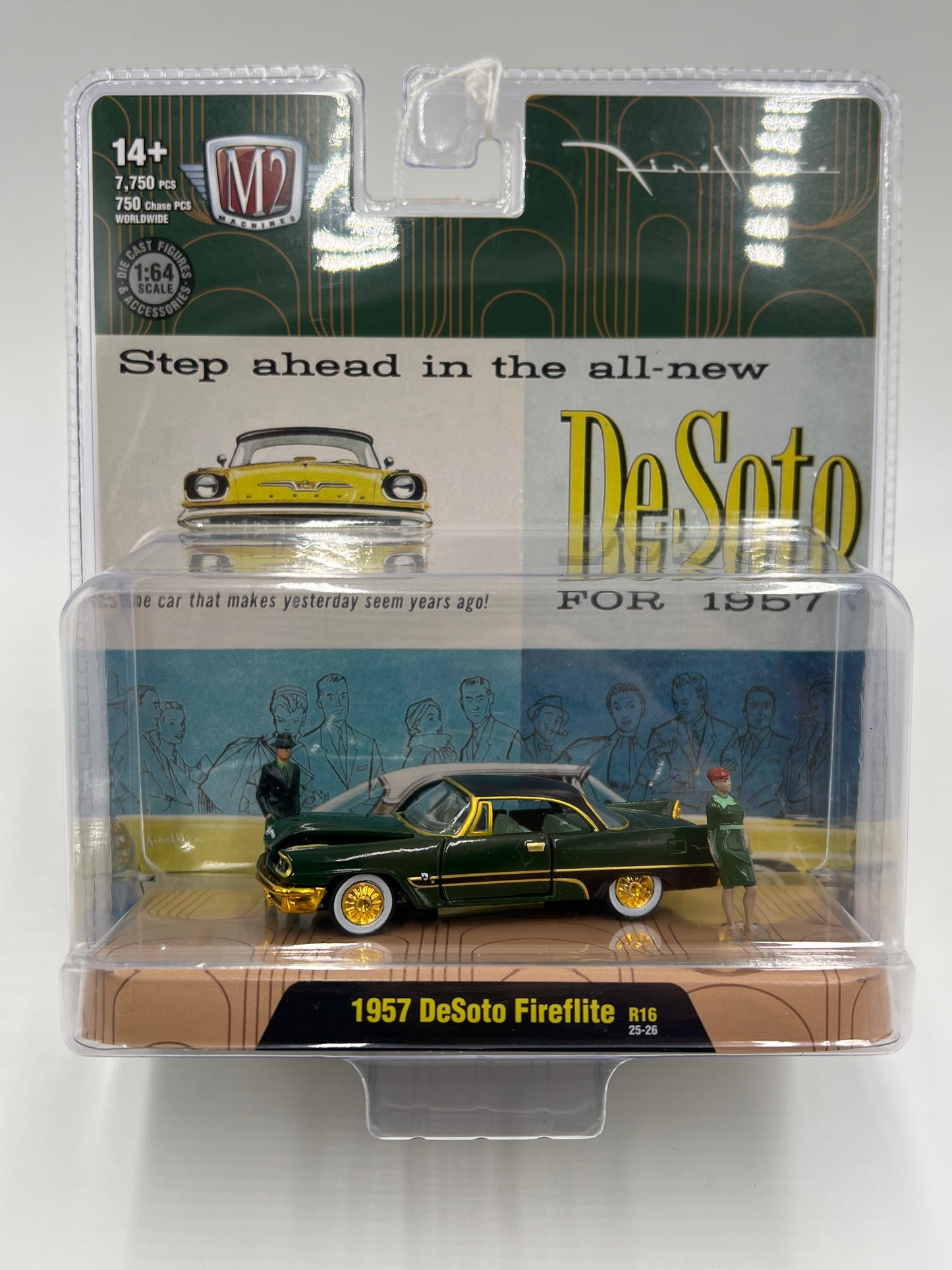 2025 M2 Machines Diorama CHASE 1957 DeSoto Fireflite Green R16 #1