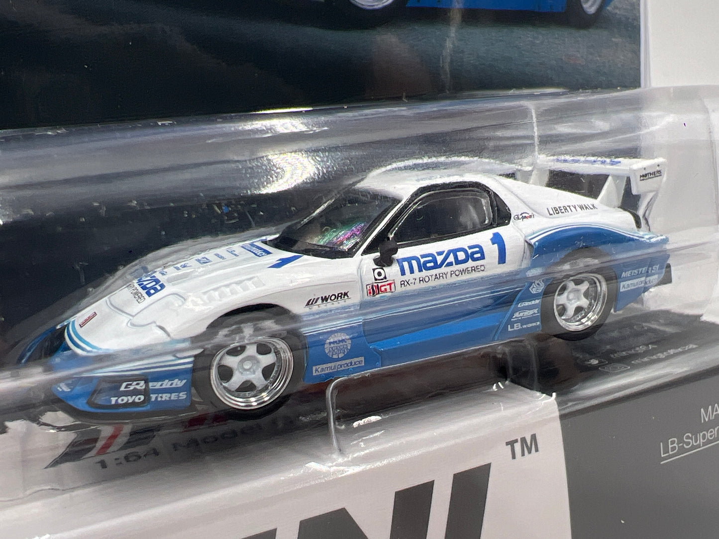 Mini GT #1011 Mazda RX-7 LB-Super Silhouette IMSA White/Blue