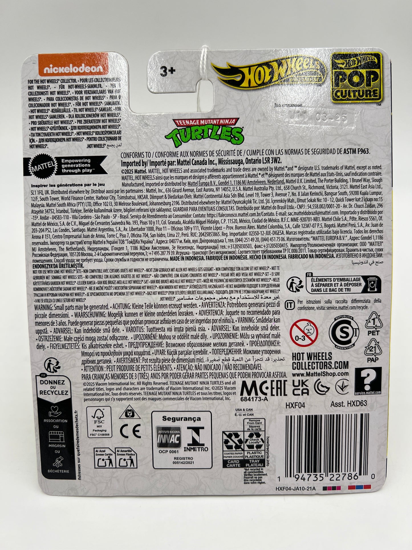 2025 Hot Wheels Premium Pop Culture Teenage Mutant Ninja Turtles Party Wagon Yellow 271i