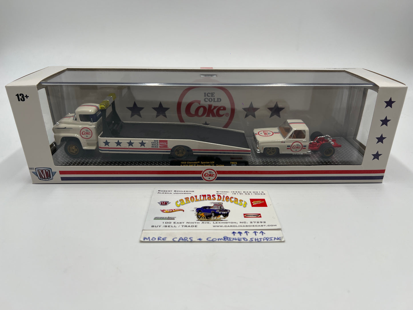 M2 Machines Auto Haulers Coca Cola 1958 Chevrolet Spartan LCF & 1976 GMC Sierra Grande 15 Custom TW25