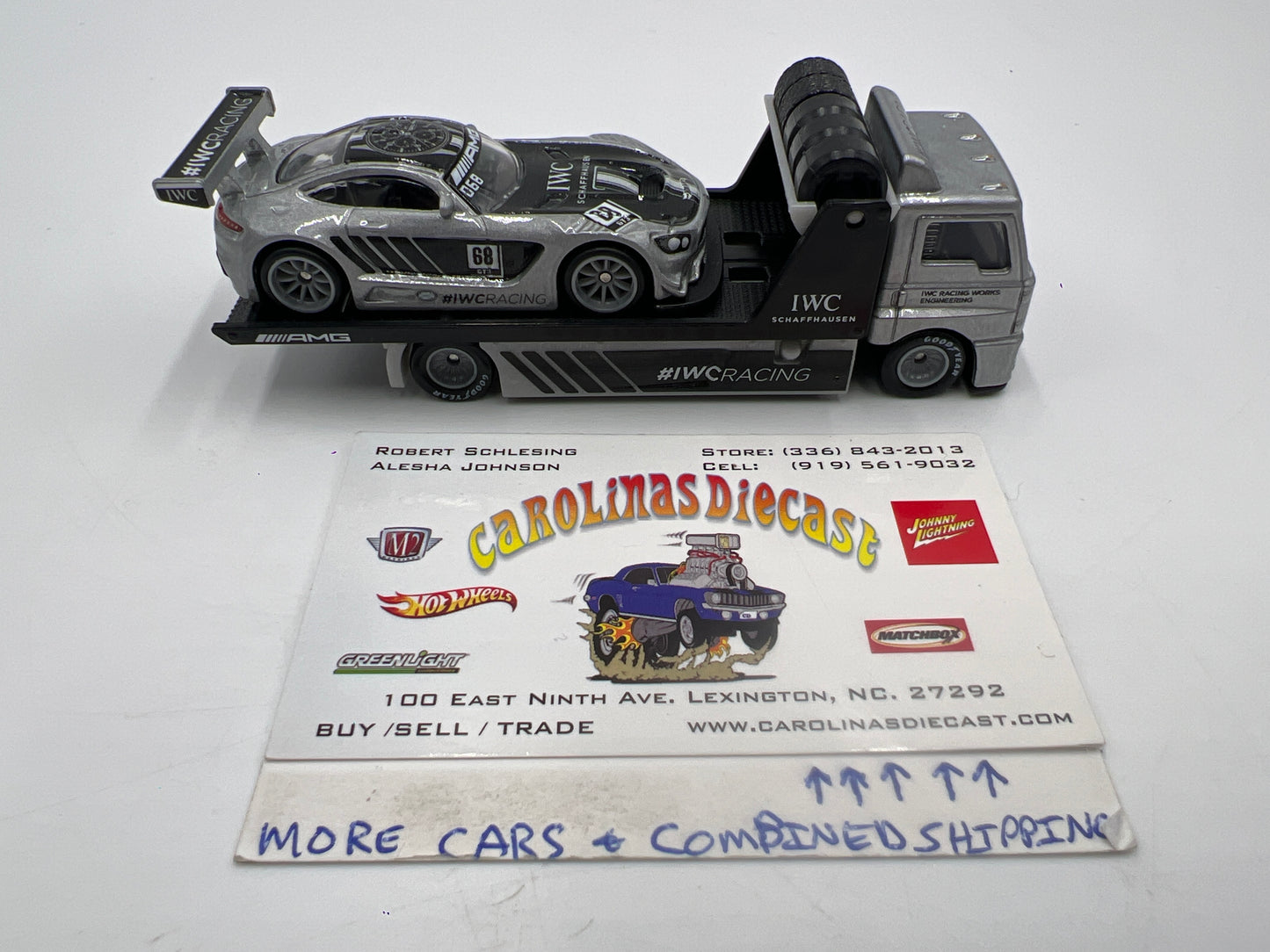 Hot Wheels 1/64 Premium Team Transport #48 16 Mercedes AMG GT3 & Fleet Street Silver Loose