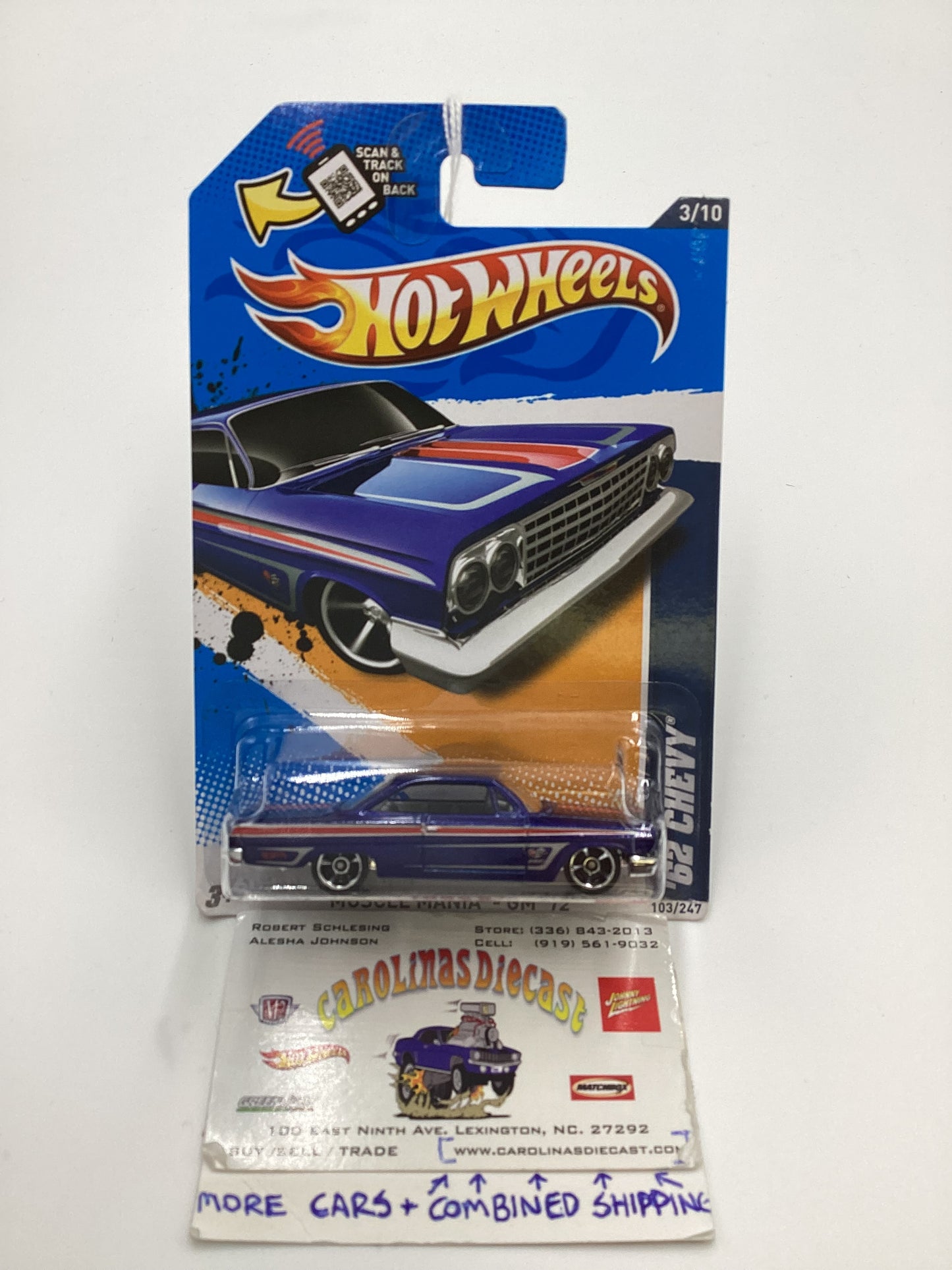 2012 Hot Wheels #103 62 Chevy Blue