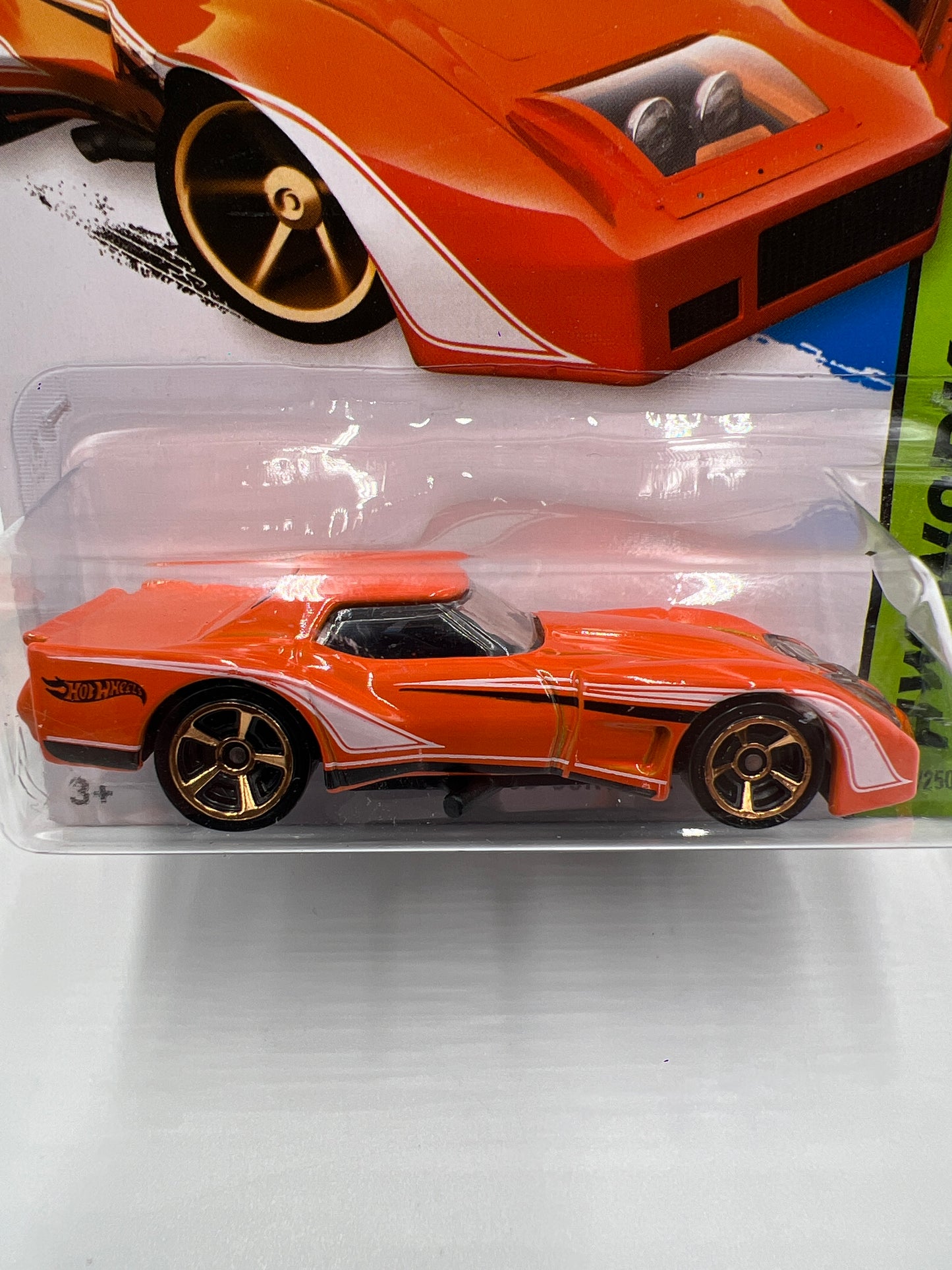 2014 Hot Wheels Workshop #237 76 Greenwood Corvette Orange (Card Not Perfect) 14G