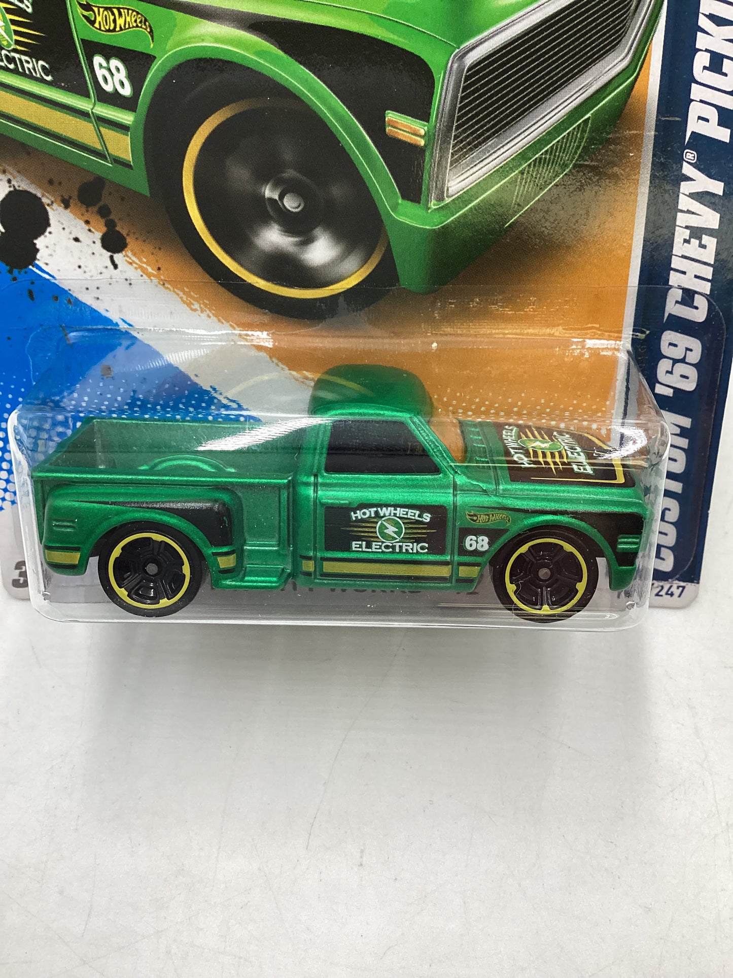 2012 Hot Wheels #140 Custom 69 Chevy Pickup Green 10B