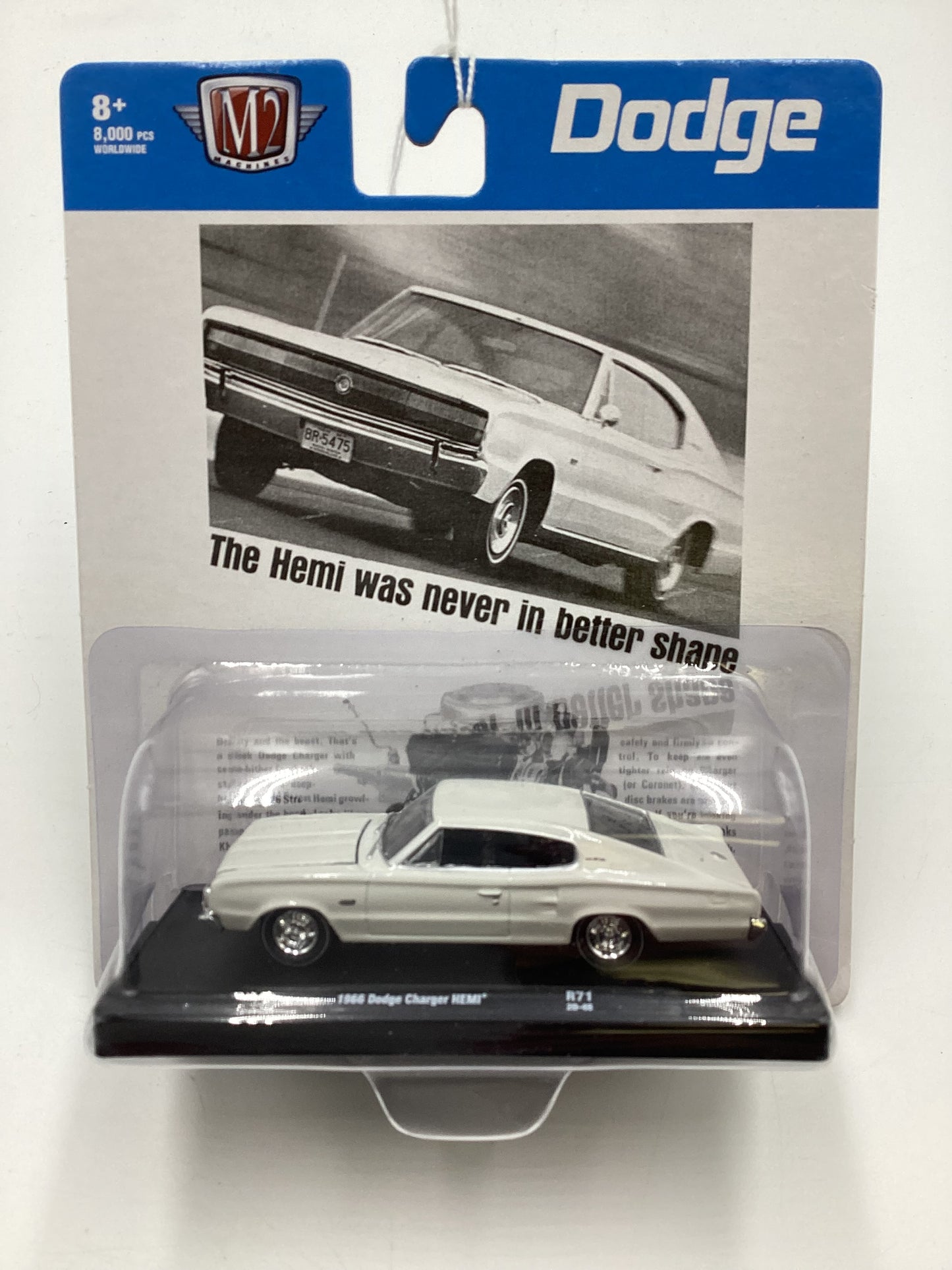 M2 Machine Auto Driver Dodge 1966 Dodge Charger Hemi R71 White 192D