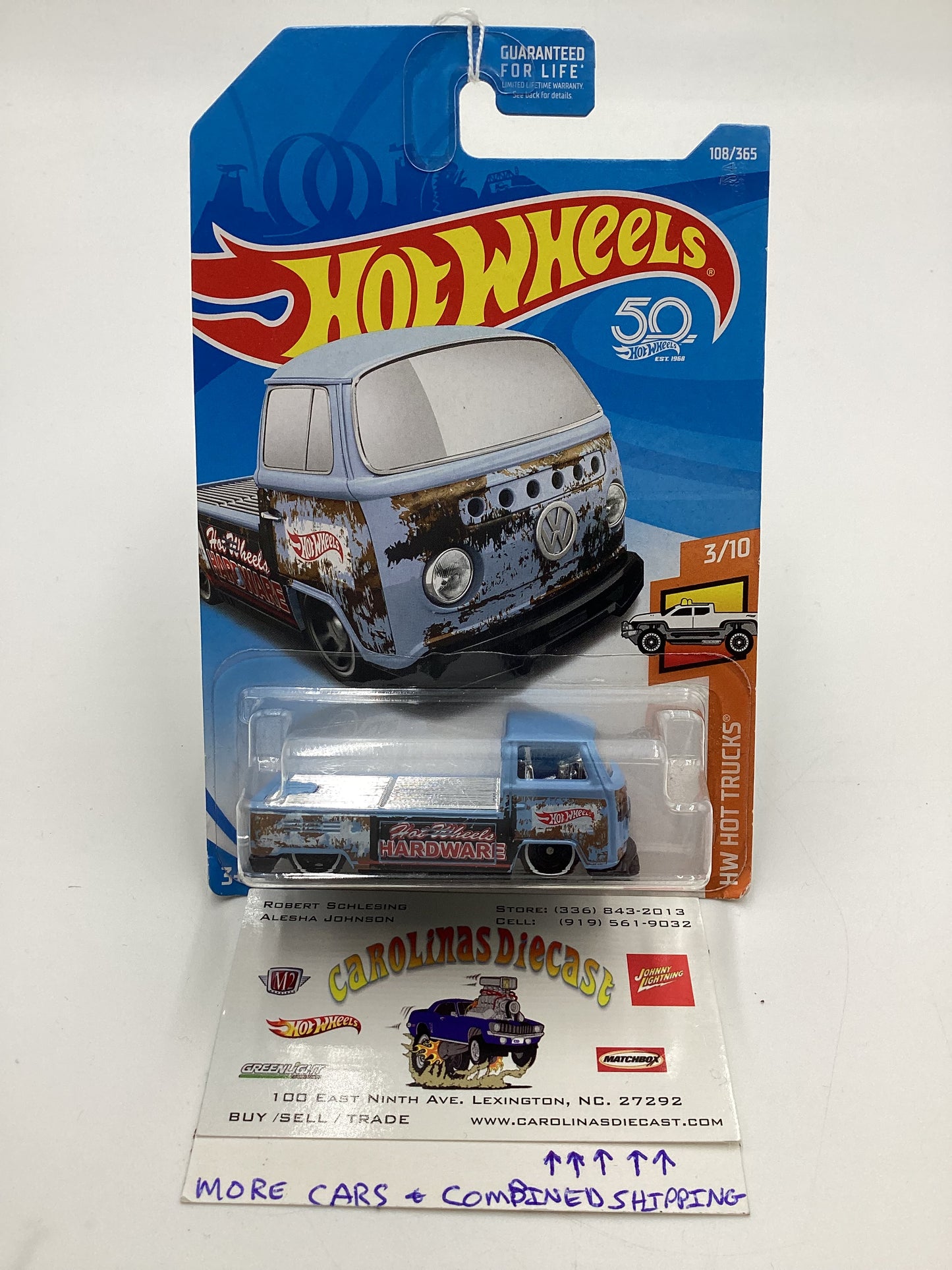 2018 Hot Wheels Hot Trucks #297 Volkswagen T2 Pickup Light Blue 96C