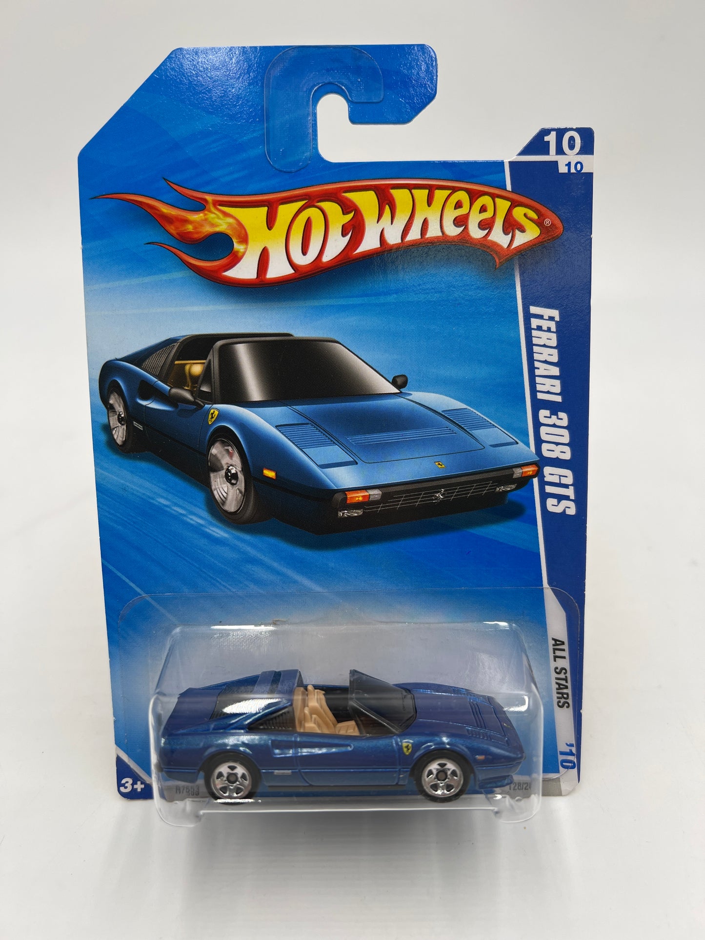 2010 Hot Wheels All Stars #128 Ferrari 308 GTS Blue W/Protector