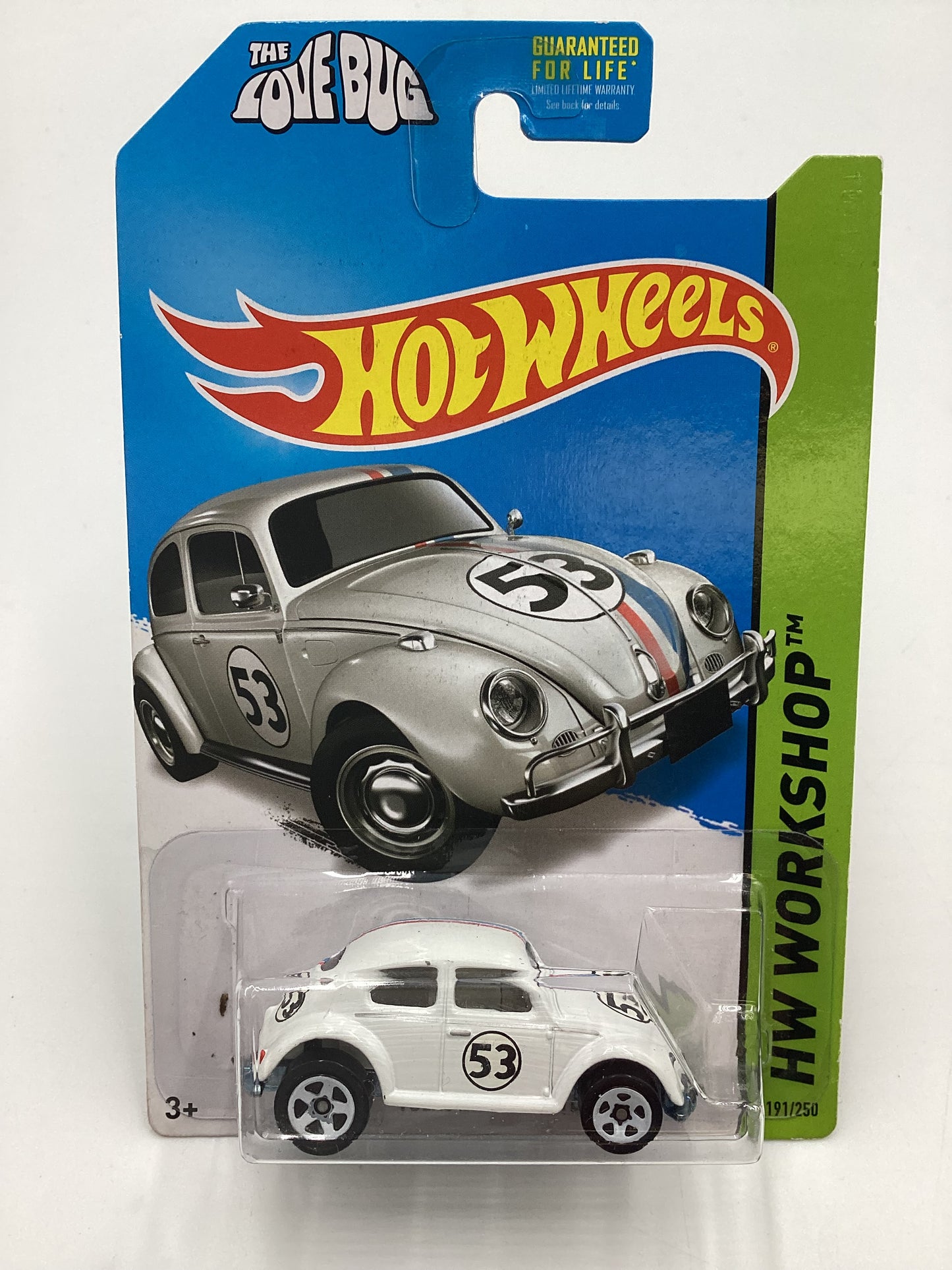 2014 Hot Wheels #191 Herbie Volkswagen Beetle The Love Bug White with protector