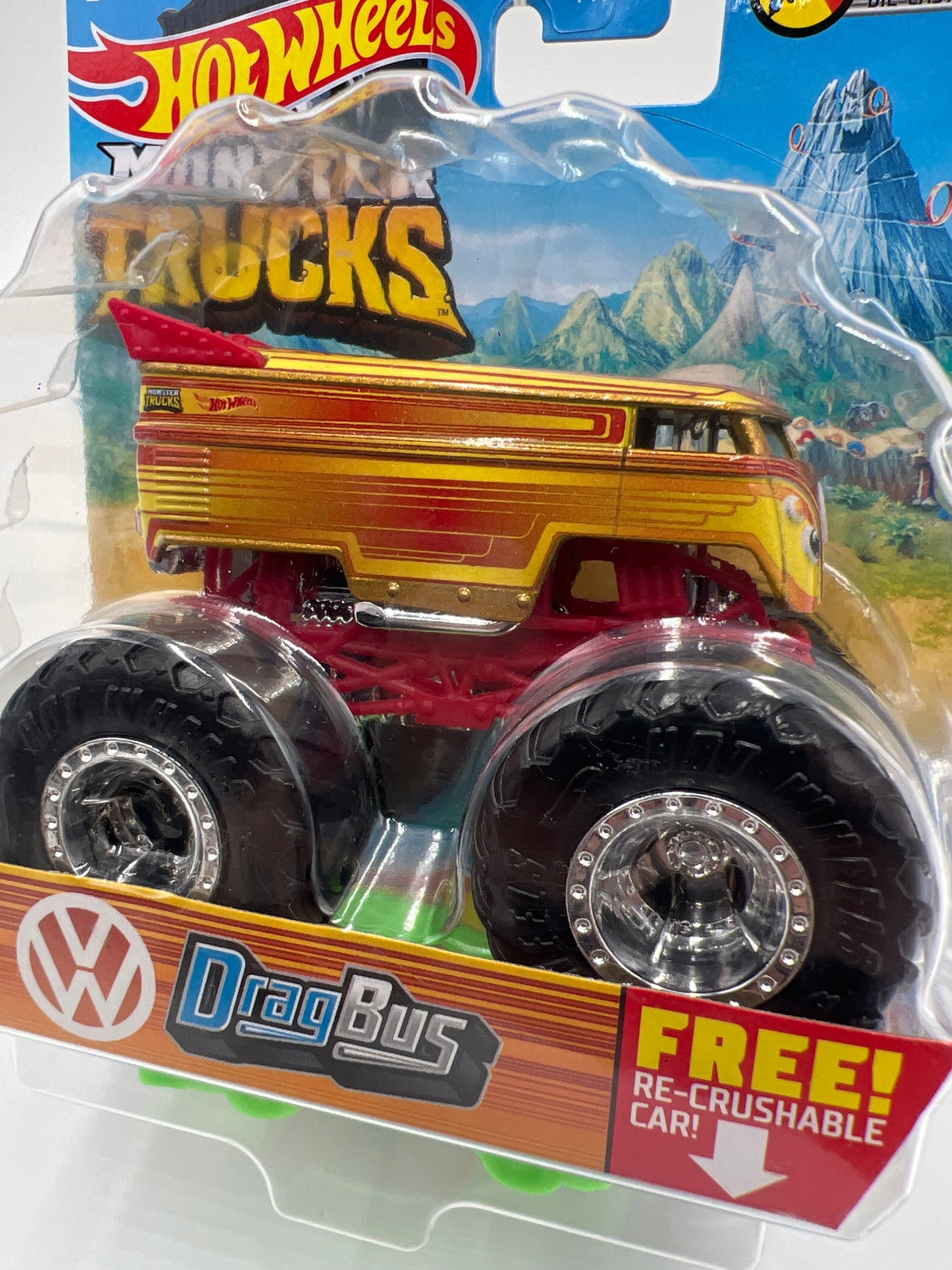 2021 Hot Wheels Monster Trucks Paint Crush #29 VW Drag Bus