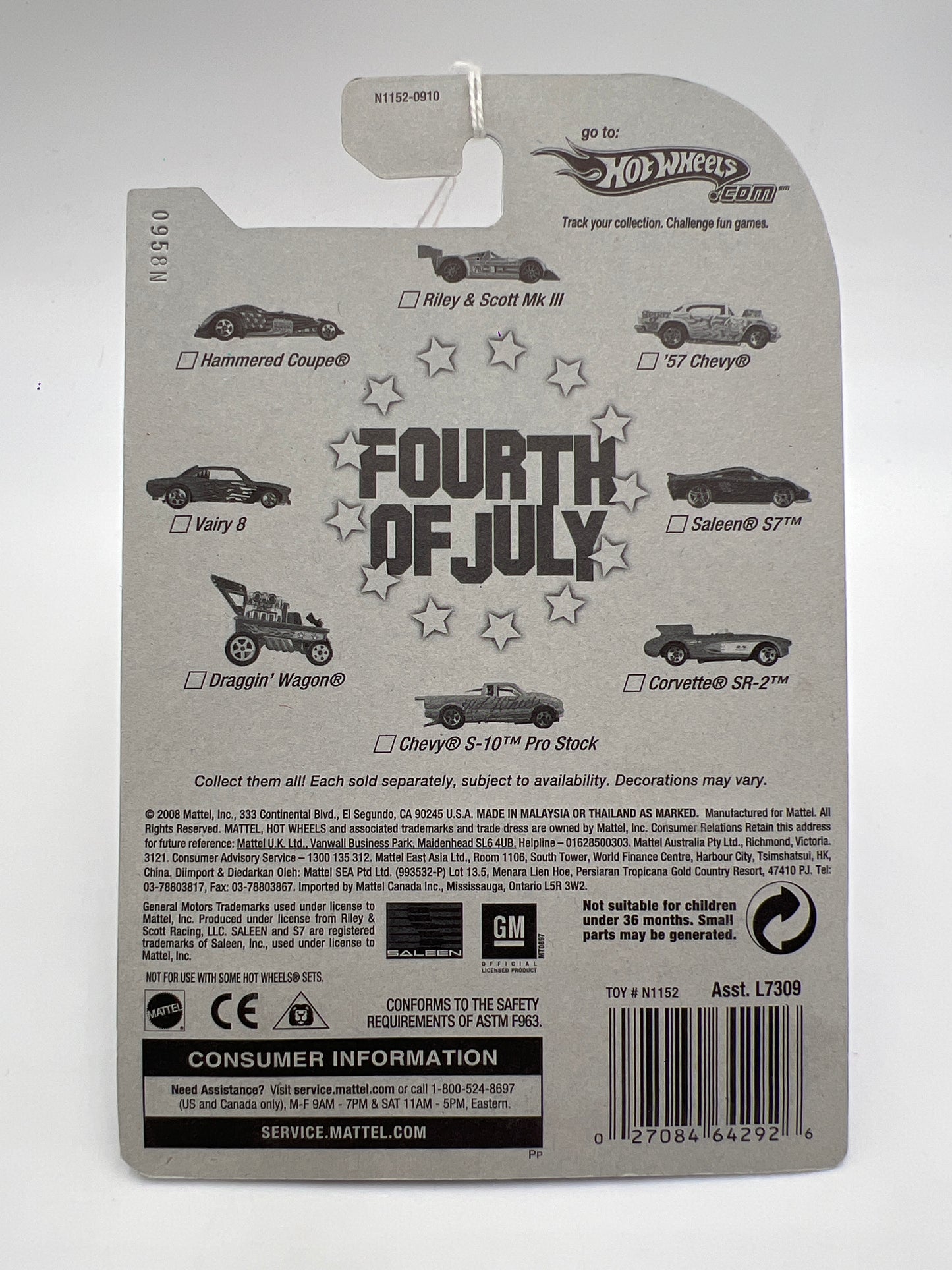 2008 Hot Wheels Fourth Of July Riley & Scott MK III Silver 155F