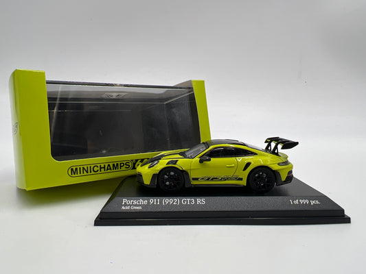 Minichamps 64 x Tarmac Works 1/999 Porsche 911 992 GT3 RS Acid Green