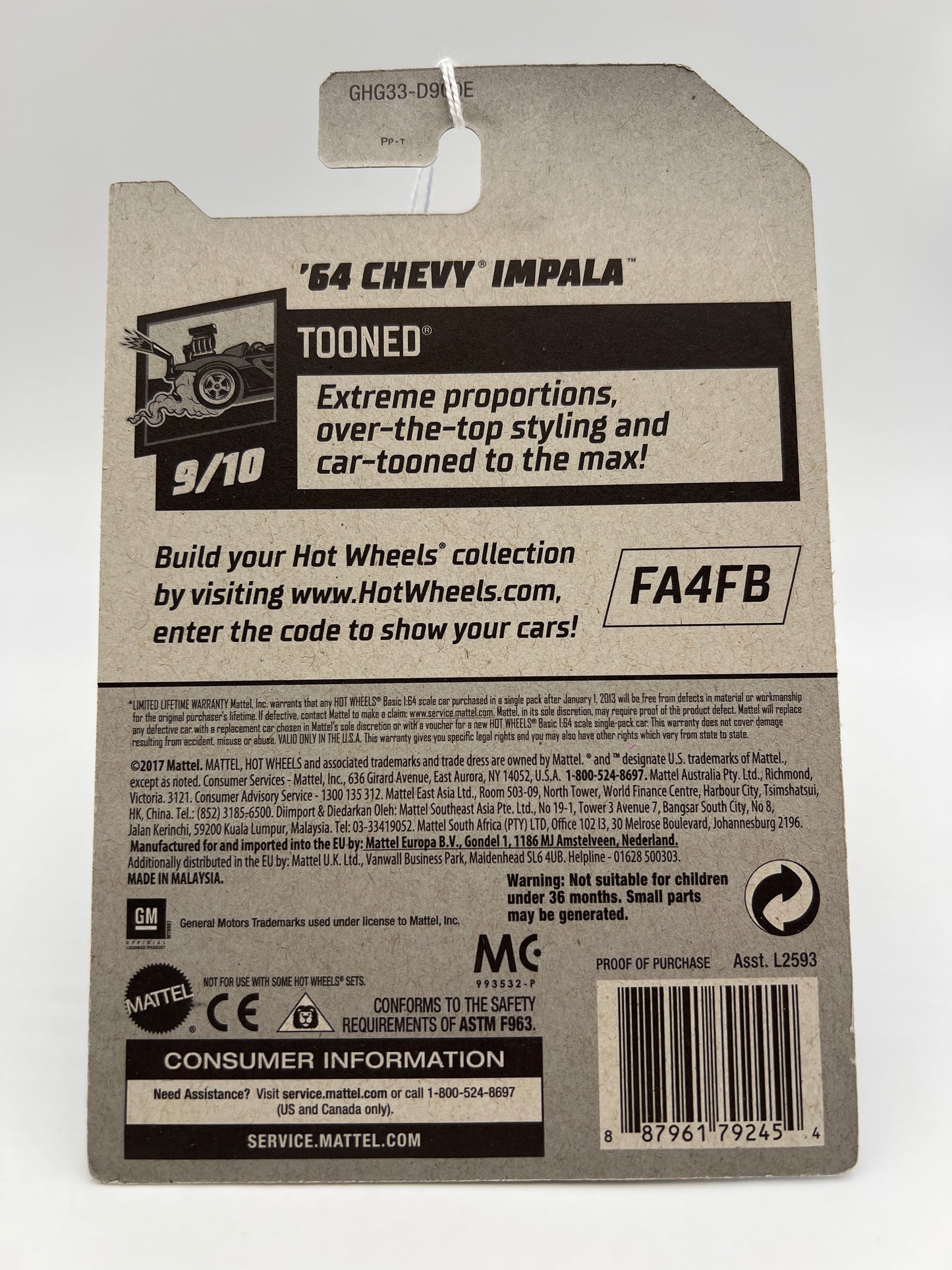 2020 Hot Wheels Walmart Exclusive Zamac 1 #58 64 Chevy Impala Tooned 145H