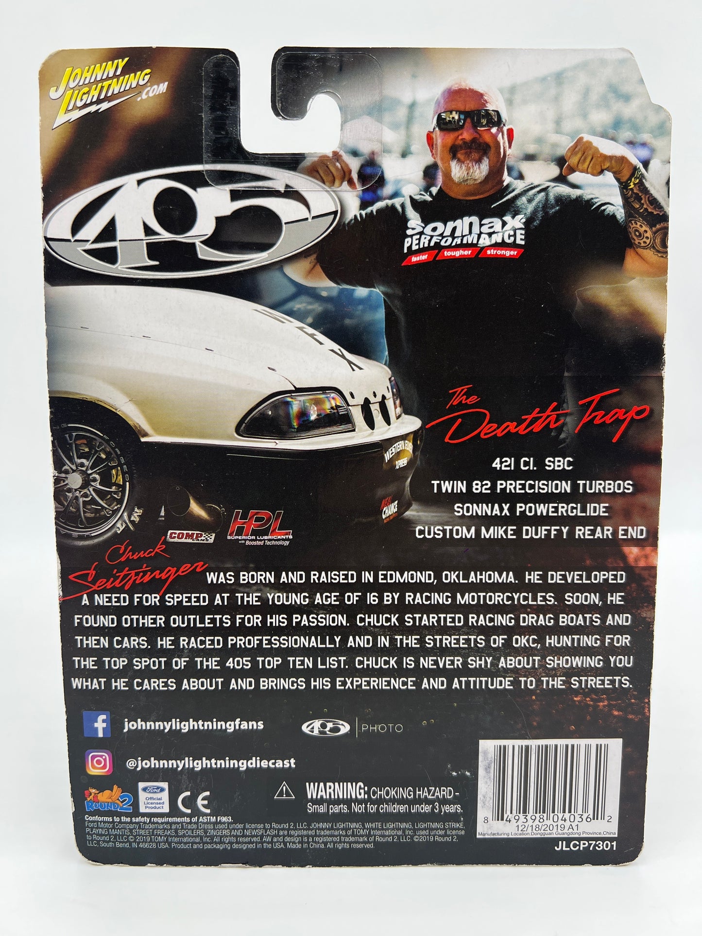 Johnny Lightning Street Outlaws SIGNED Chuck Seitsinger 1989 Ford Mustang GT W/Protector