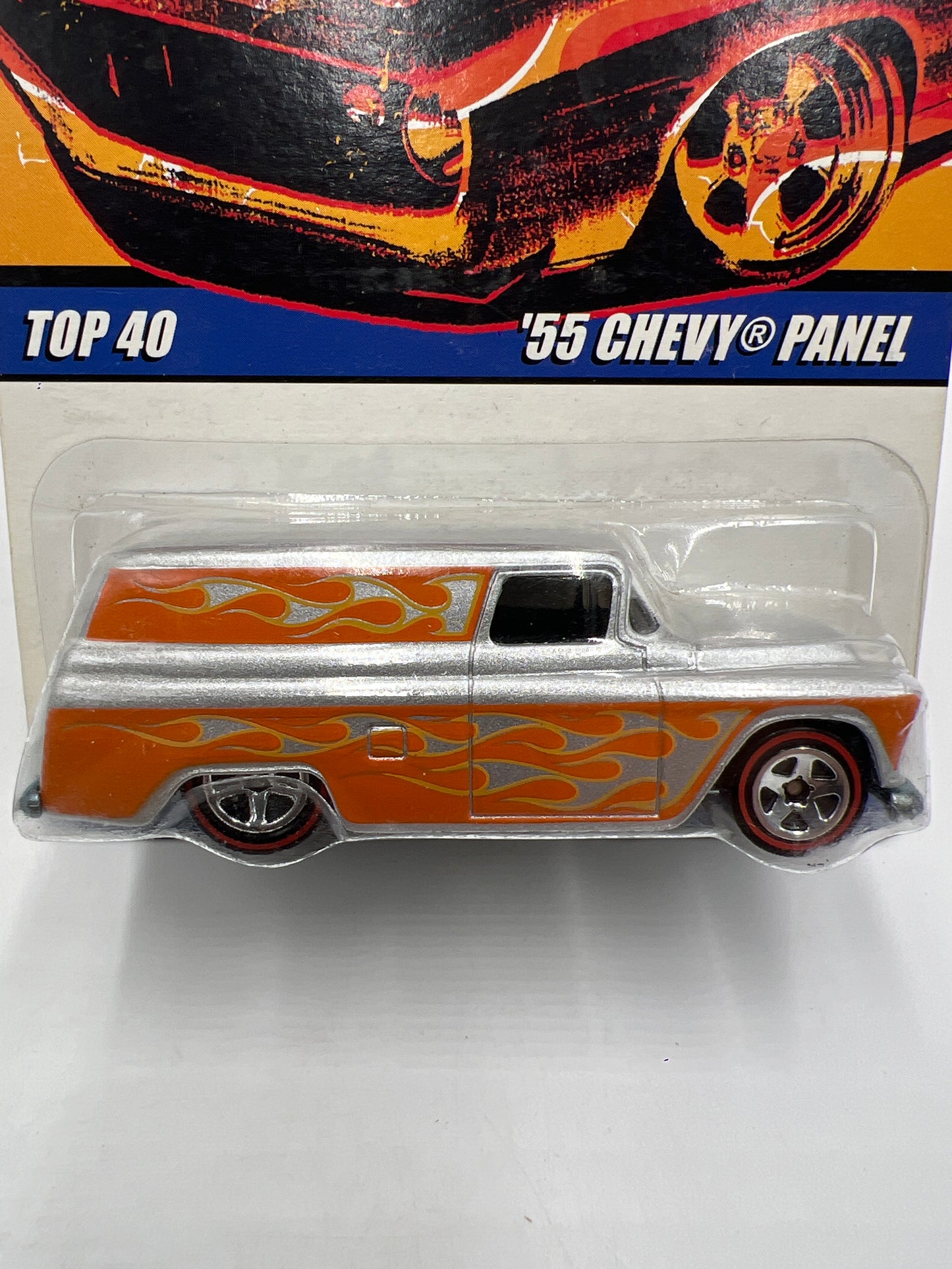 Hot Wheels Since 68 Top 40 #8 55 Chevy Panel Silver/Orange Cracked Blister 242H