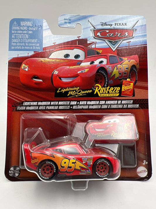 Disney Pixar Cars Lightning McQueen With Rusteze Sign